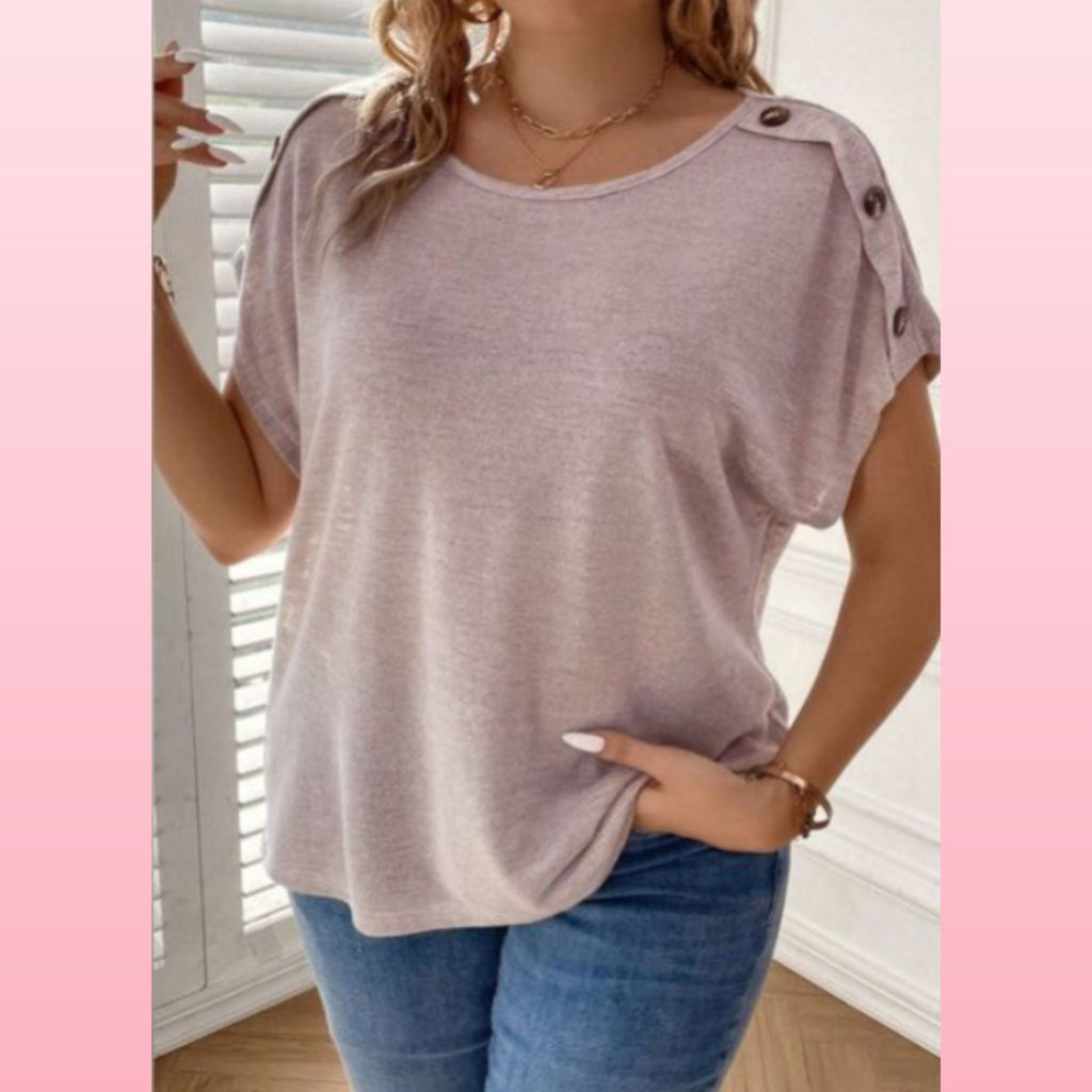 Plus Size Boho Batwing Sleeve Top - Button Detail | Opulent Vibe