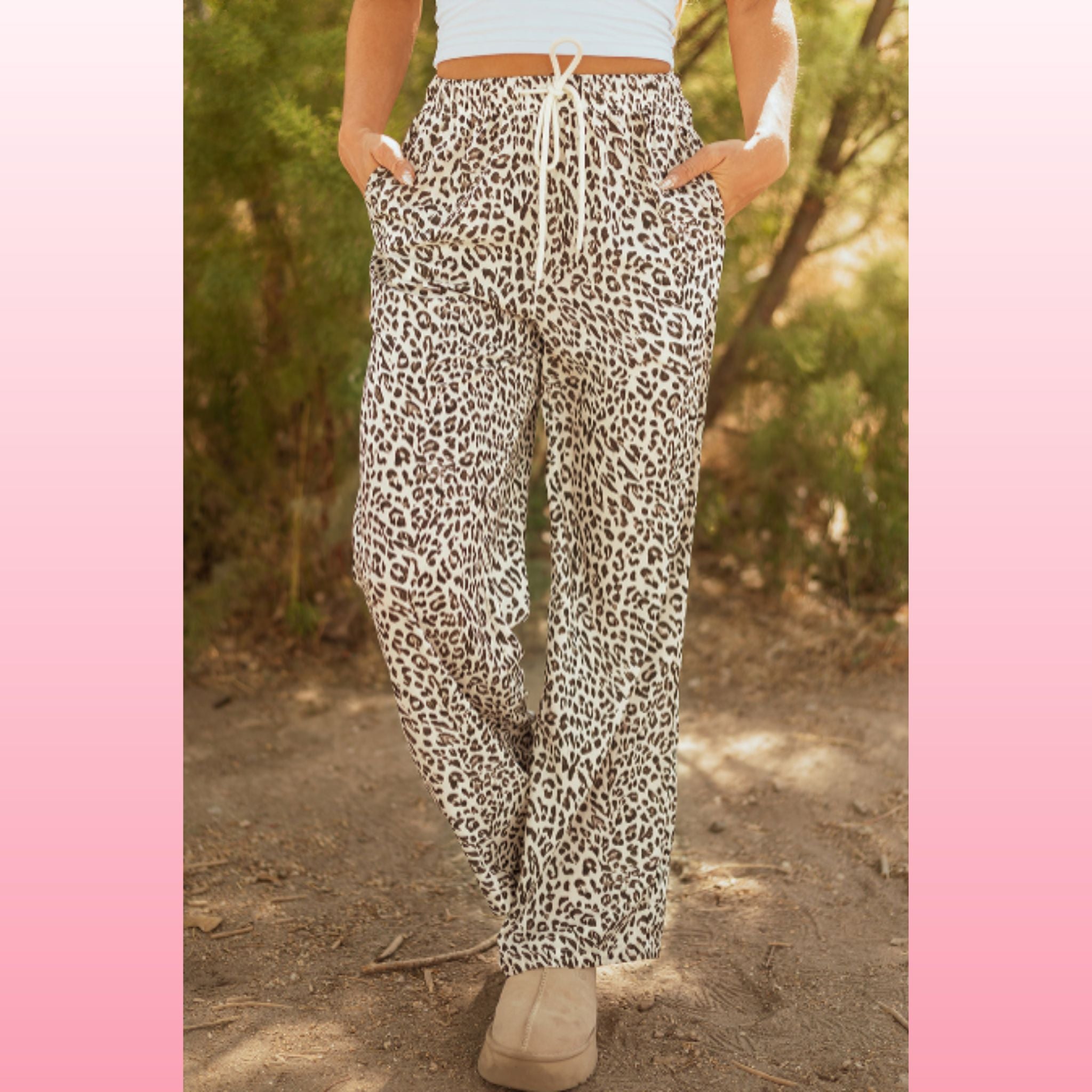Brown Leopard Drawstring Waistband Loose Pants – Casual Chic | Opulent Vibe