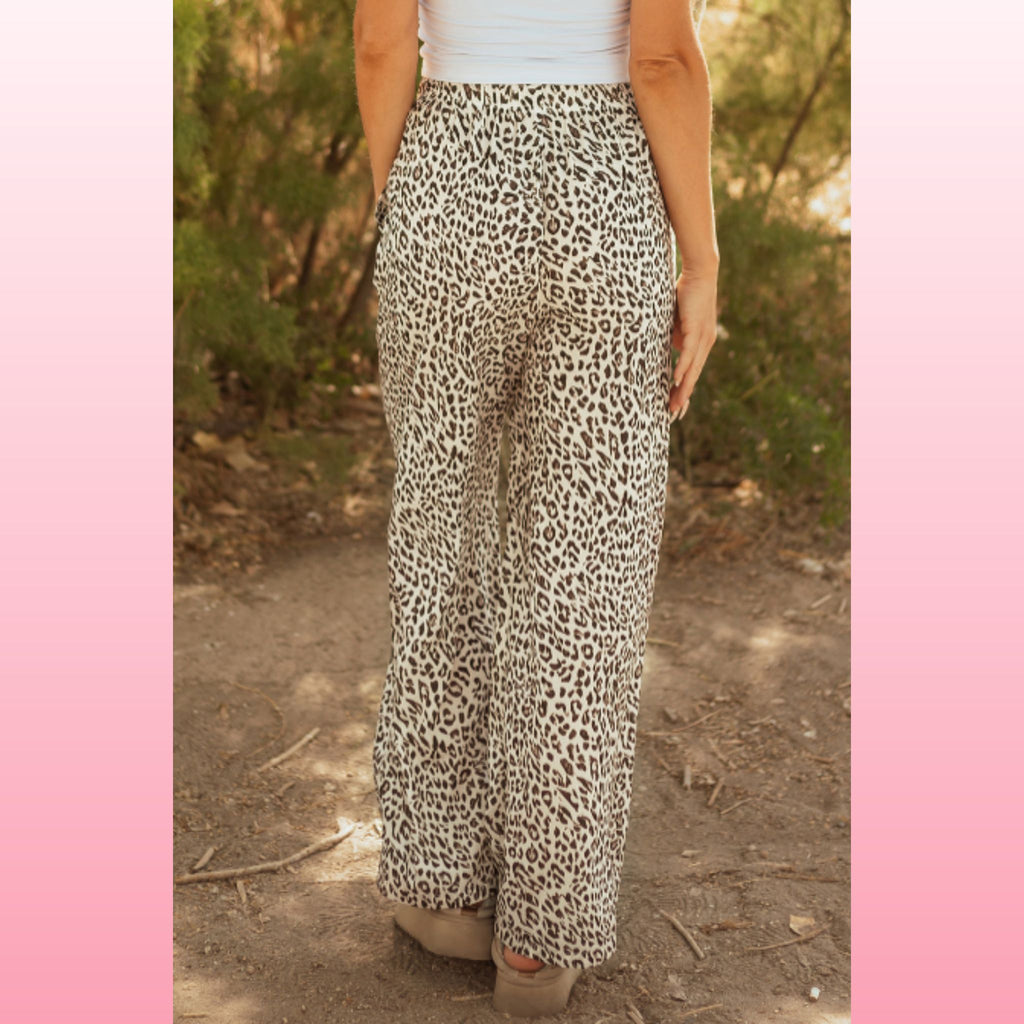 Brown Leopard Drawstring Waistband Loose Pants – Casual Chic | Opulent Vibe