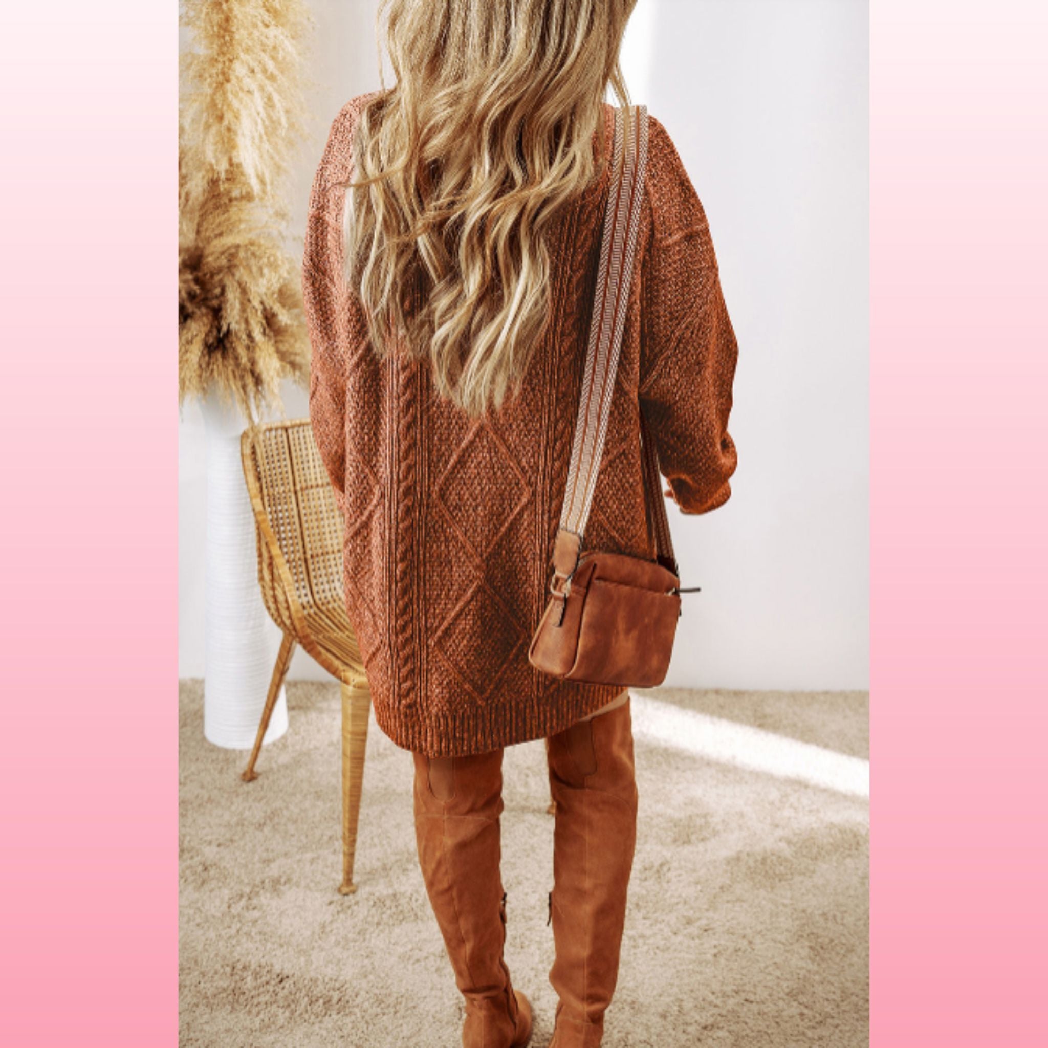 Coffee Loose Fit Sweater Dress – Cozy Fall Outfit | Opulent Vibe