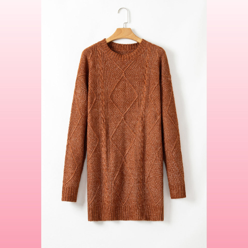Coffee Loose Fit Sweater Dress – Cozy Fall Outfit | Opulent Vibe