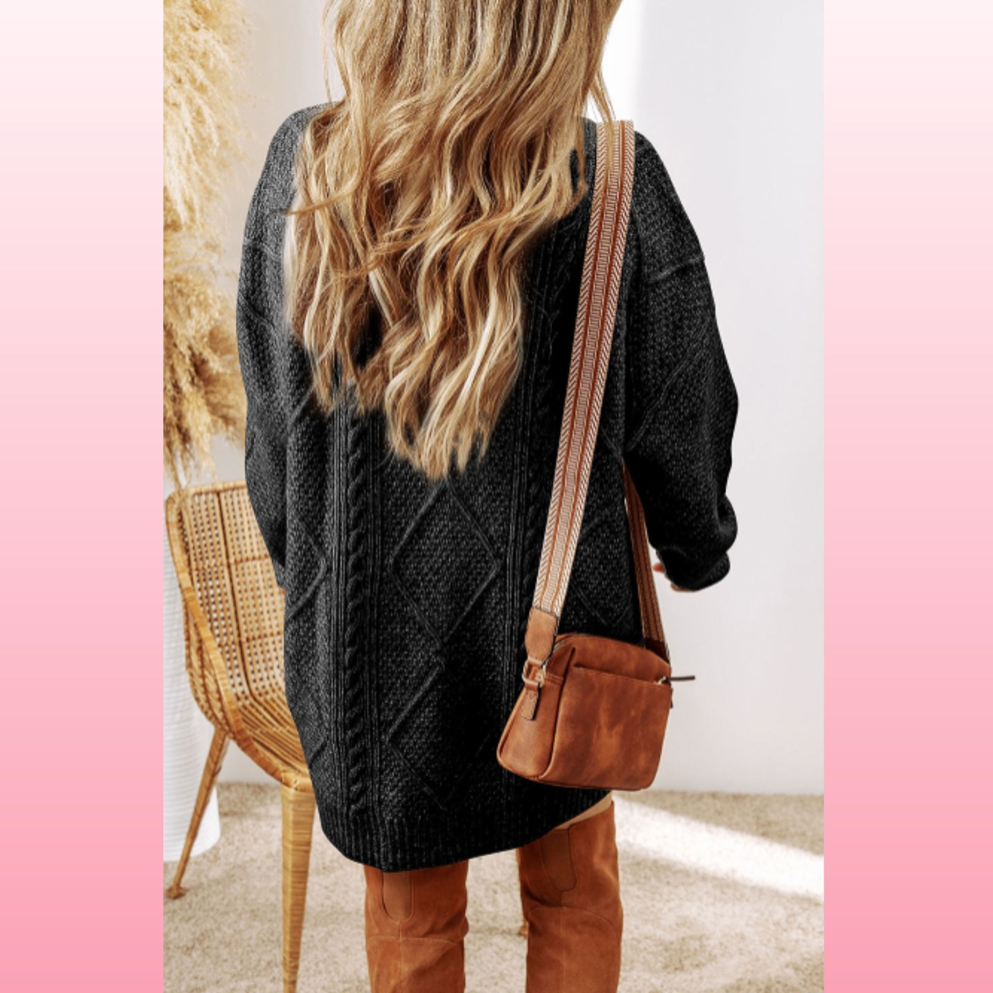 Black Loose Fit Sweater Dress – Cozy Fall Outfit | Opulent Vibe