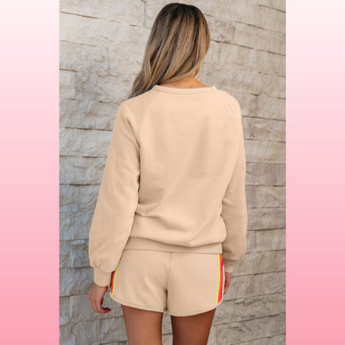 Apricot Pullover and Shorts Set – Comfy Chic Loungewear | Opulent Vibe