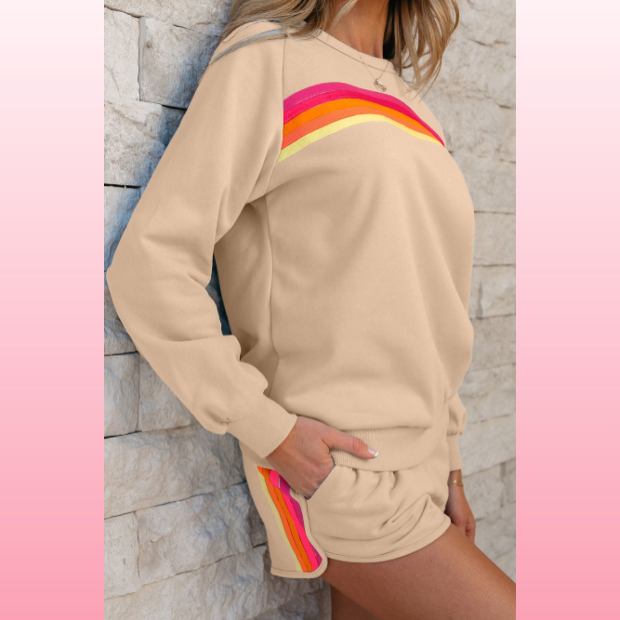 Apricot Pullover and Shorts Set – Comfy Chic Loungewear | Opulent Vibe