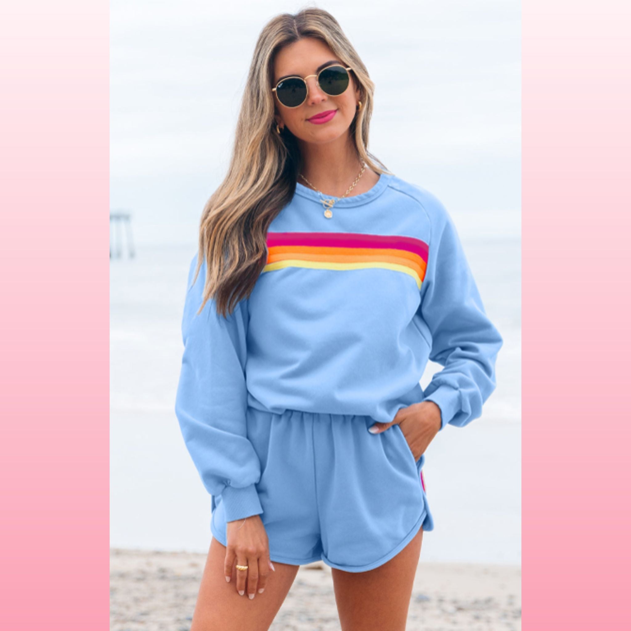Blue Pullover and Shorts Set – Comfy Chic Loungewear | Opulent Vibe