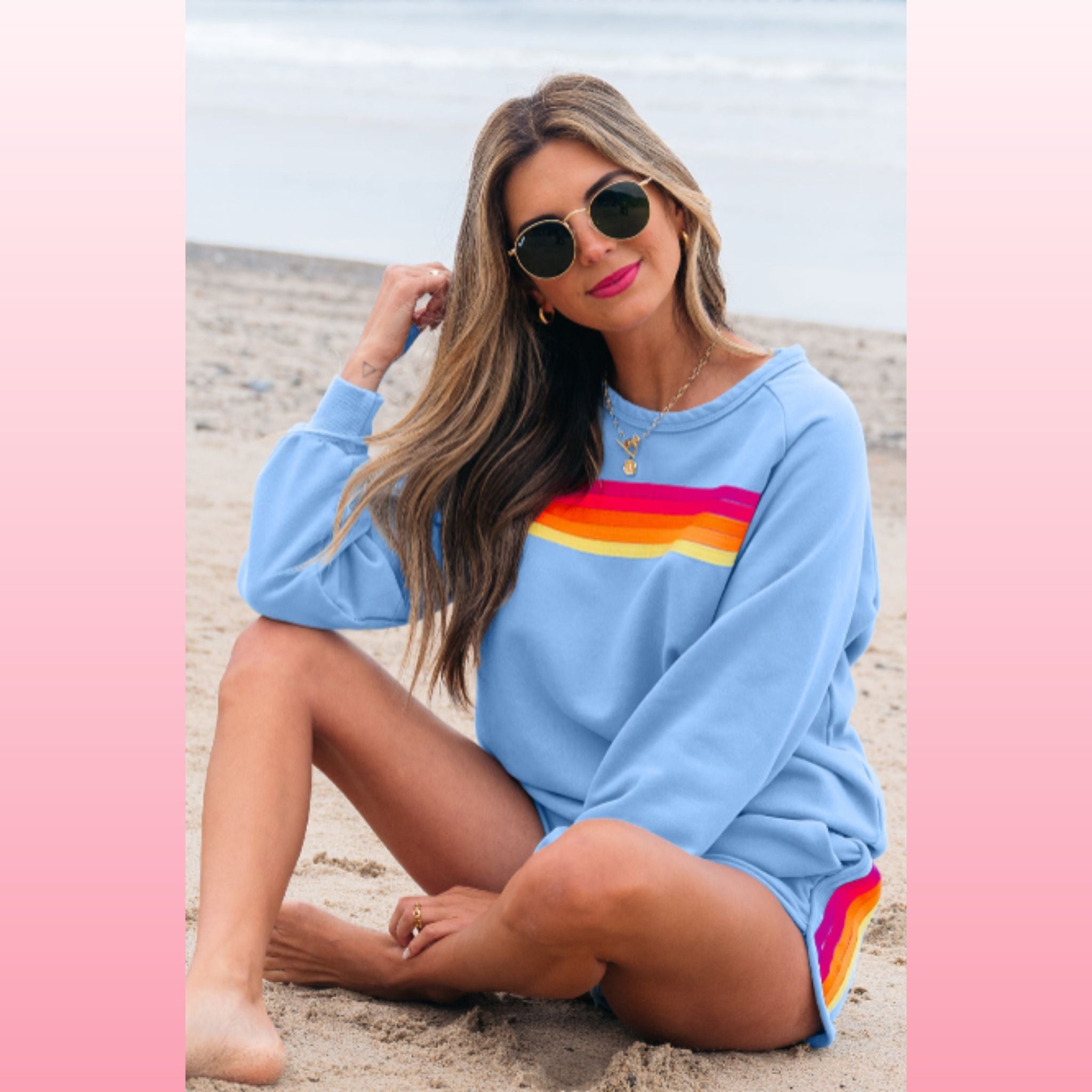 Blue Pullover and Shorts Set – Comfy Chic Loungewear | Opulent Vibe