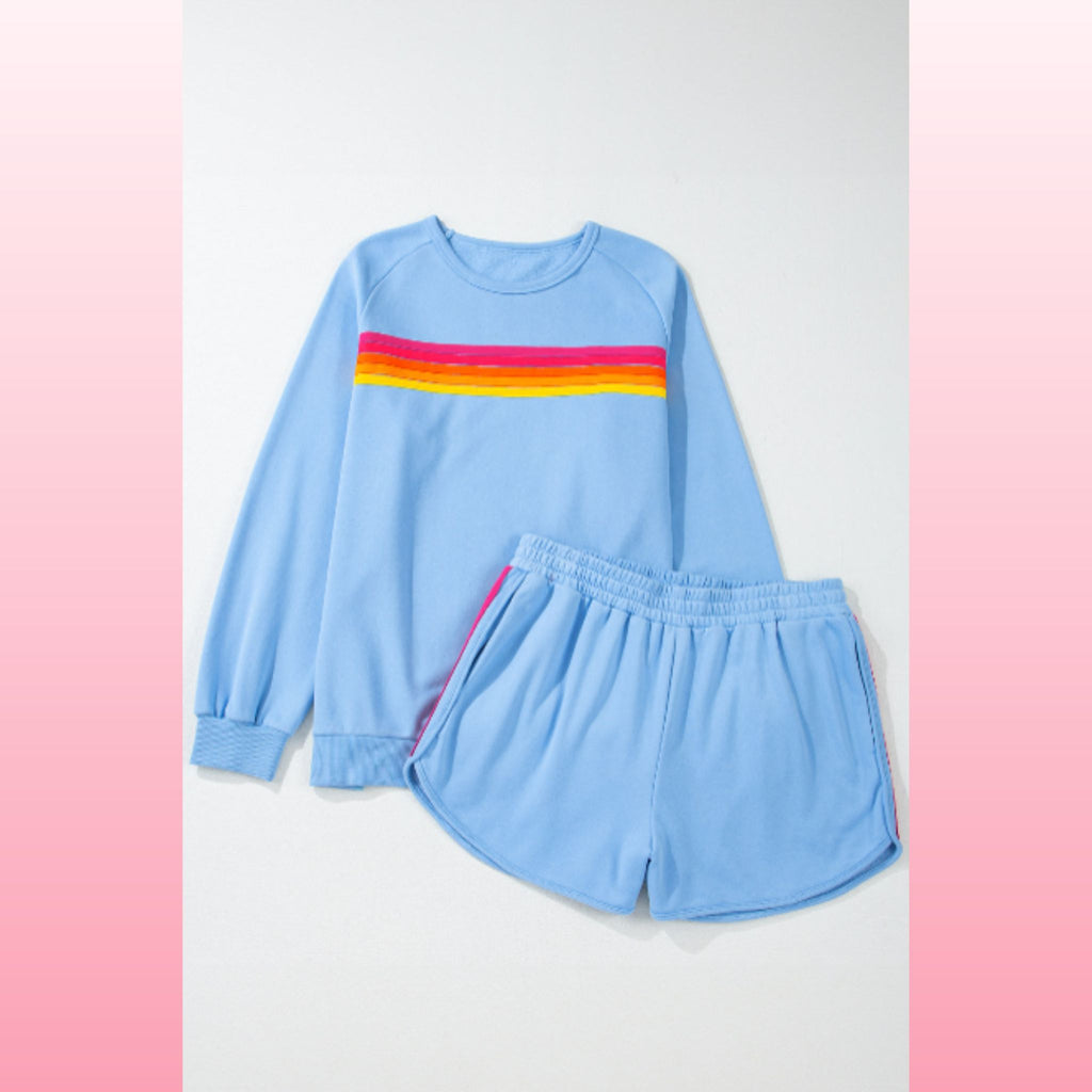 Blue Pullover and Shorts Set – Comfy Chic Loungewear | Opulent Vibe