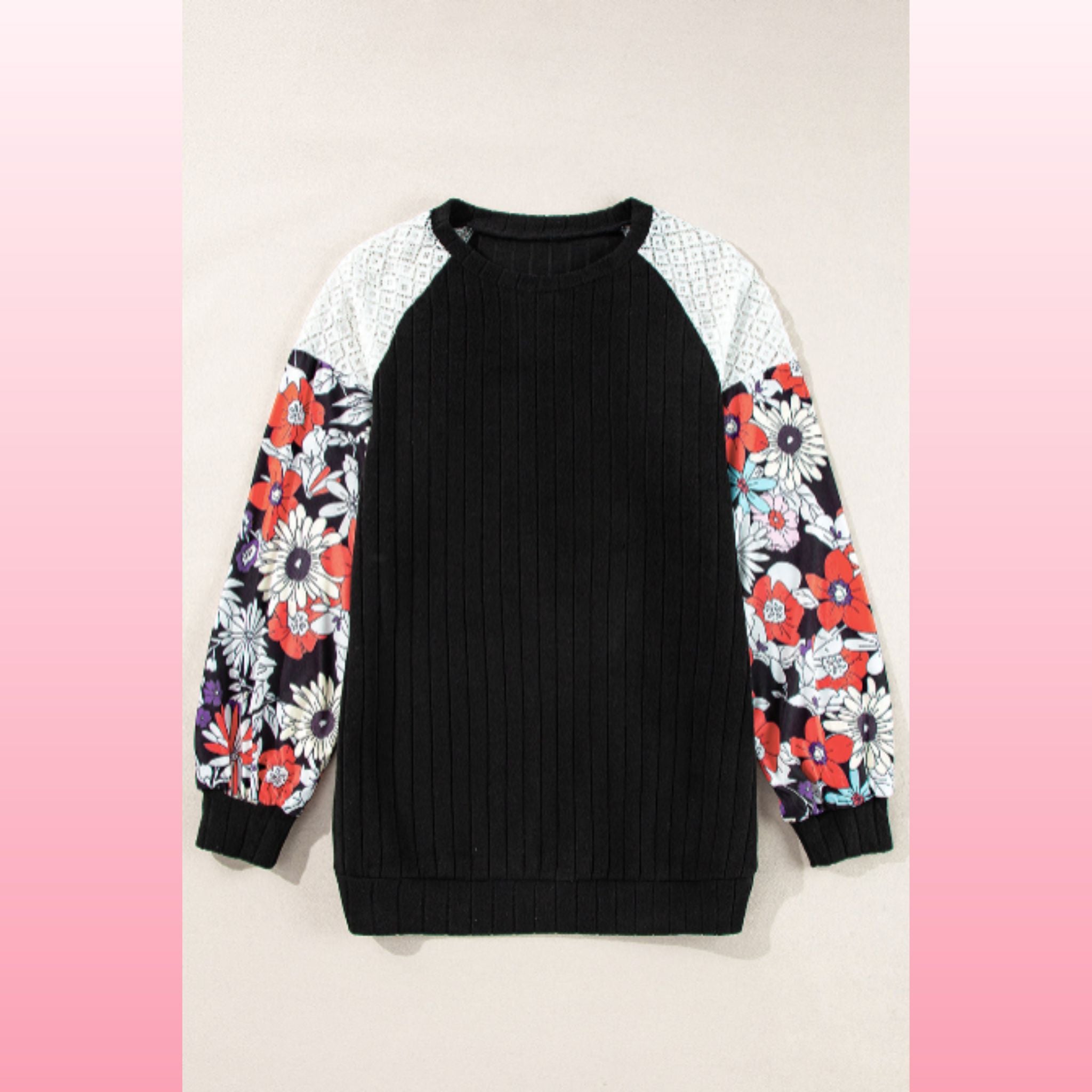 Black Floral Patchwork Blouse – Casual Chic Top | Opulent Vibe