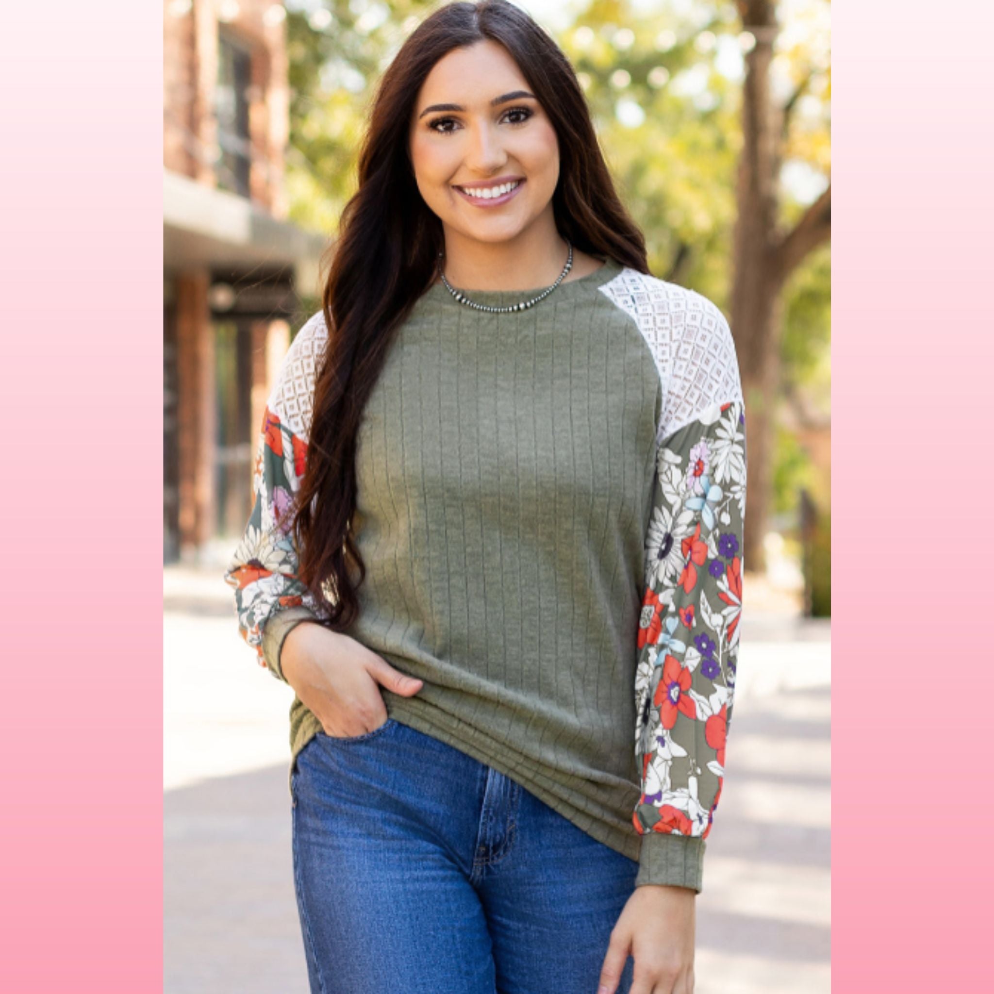 Laurel Green Floral Patchwork Blouse – Casual Chic Top | Opulent Vibe