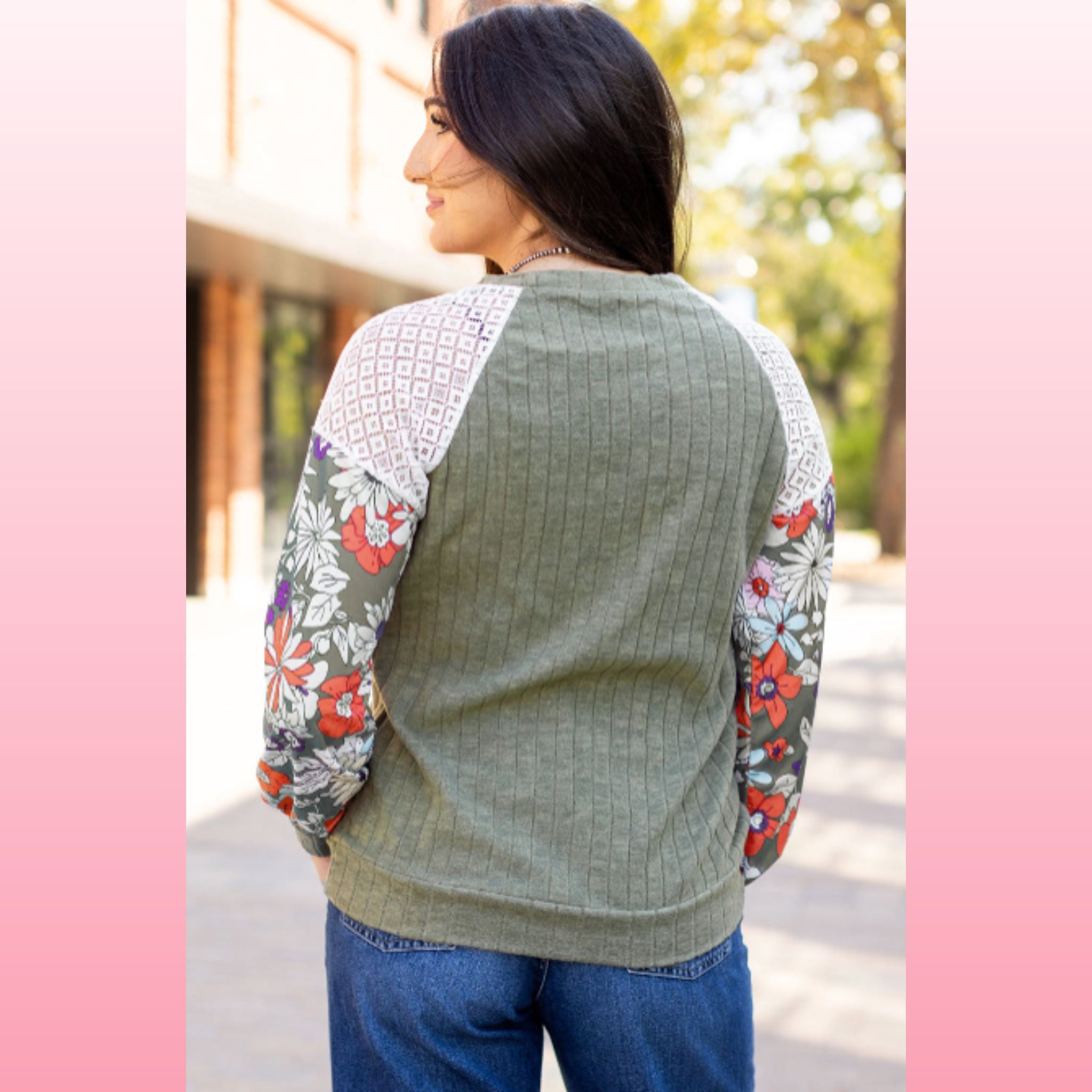 Laurel Green Floral Patchwork Blouse – Casual Chic Top | Opulent Vibe