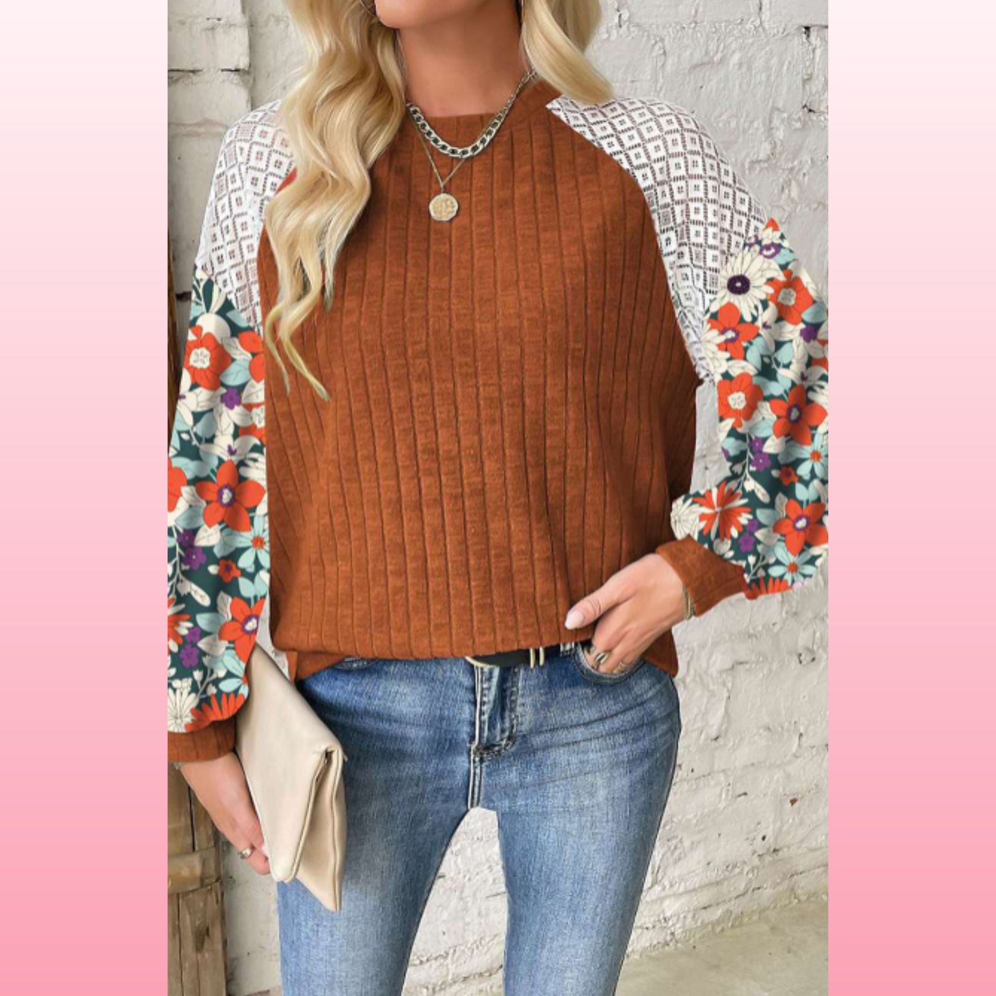 Cinnamon Floral Patchwork Blouse – Casual Chic Top | Opulent Vibe