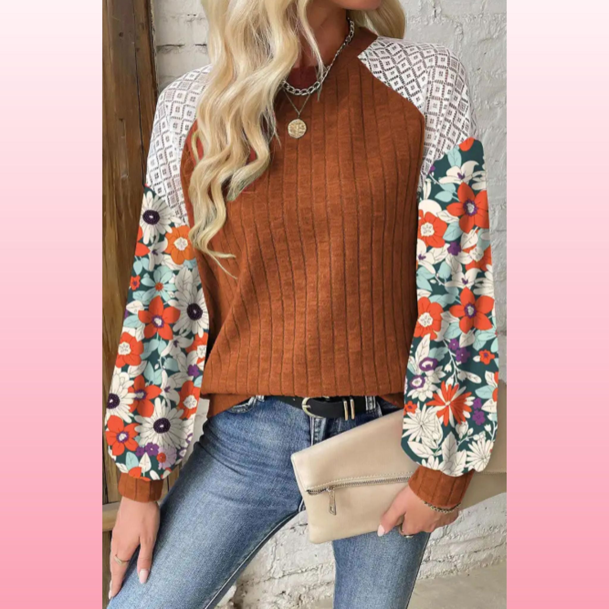 Cinnamon Floral Patchwork Blouse – Casual Chic Top | Opulent Vibe