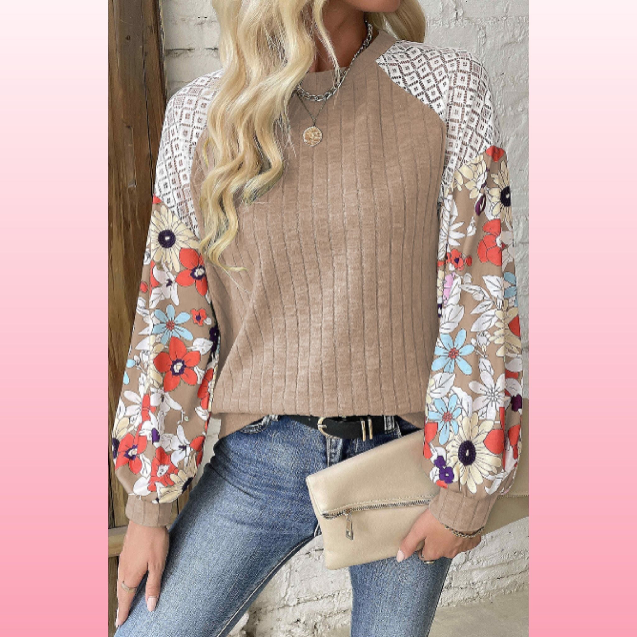Parchment Floral Patchwork Blouse – Casual Chic Top | Opulent Vibe