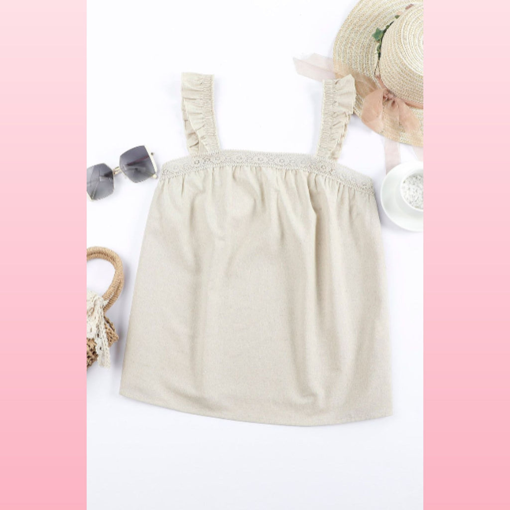 Ruffle Boho Blouse with Guipure Lace Trim - Feminine Style | Opulent Vibe