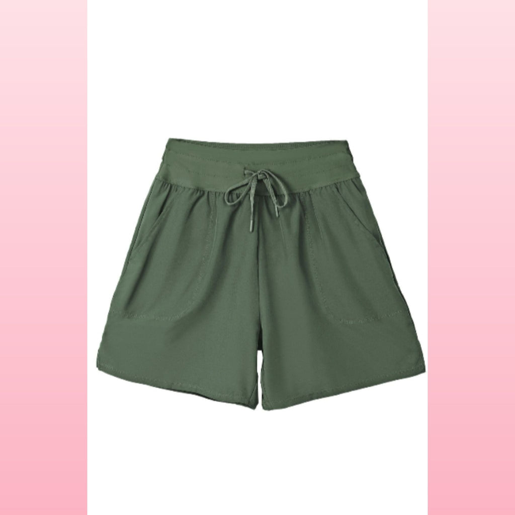 High Waist Drawstring Shorts with Pockets - Boho Casual Bottoms | Opulent Vibe