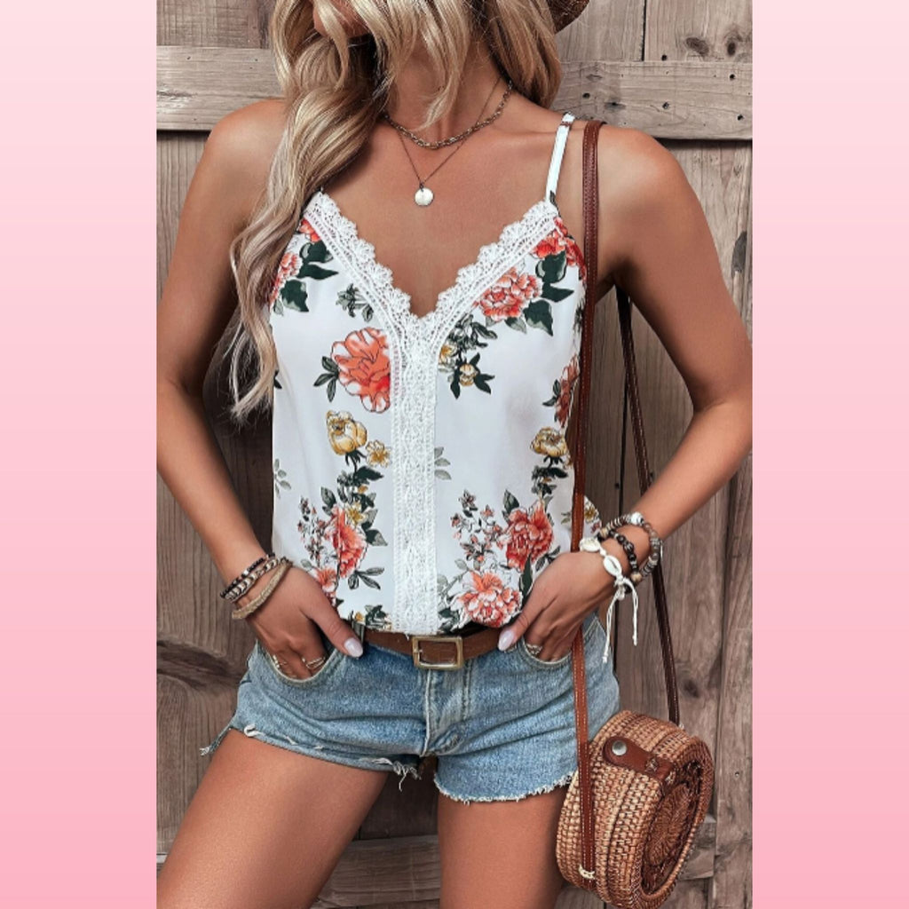 Boho Floral Lace V-Neck Top - Romantic & Flowy | Opulent Vibe