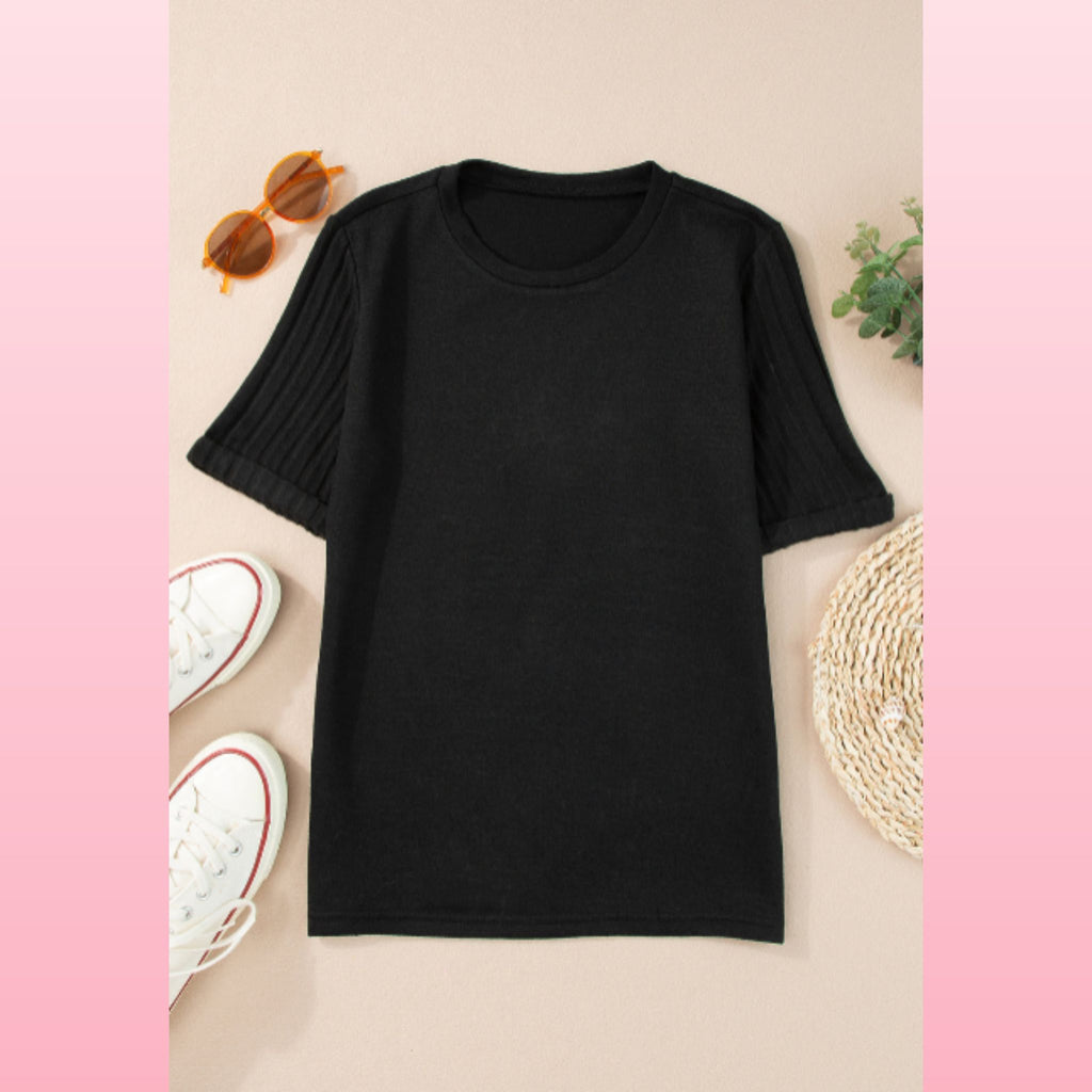 Boho Ribbed Round Neck Blouse - Casual Everyday Top | Opulent Vibe