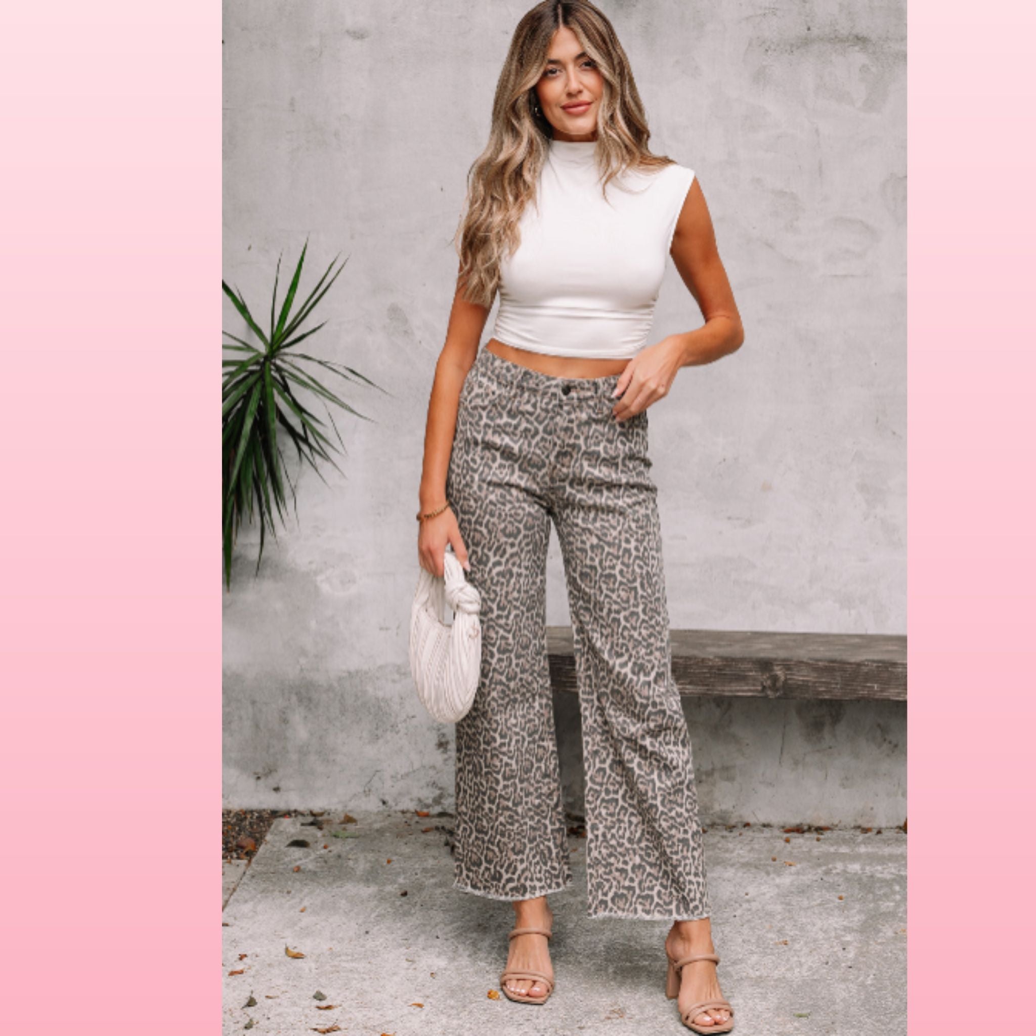 Leopard Print Frayed Hem Jeans - Boho Statement Denim | Opulent Vibe