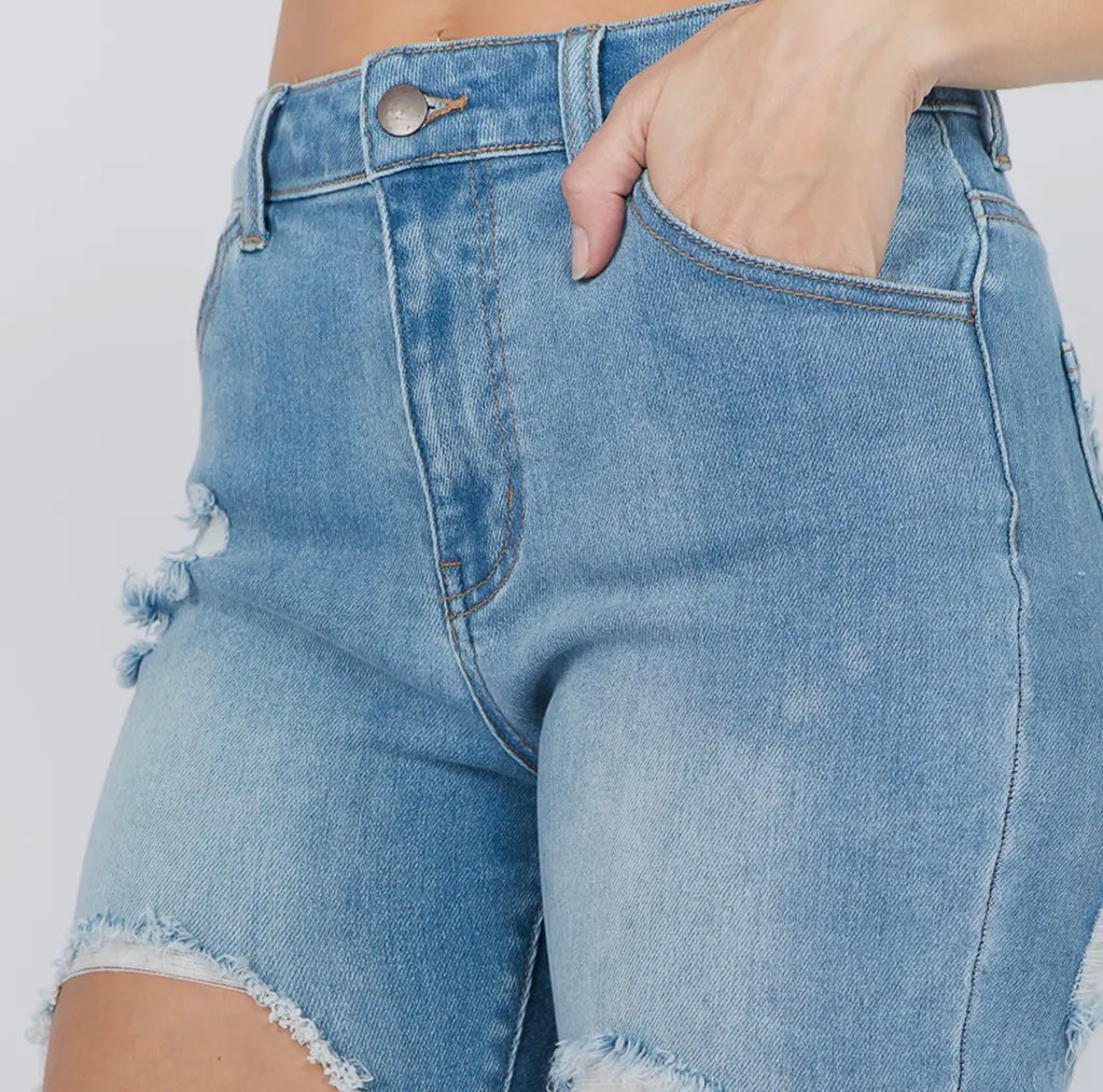 Light Wash Extreme Distressed Jeans | Opulent Vibe