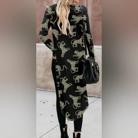 Cheetah Ribbed Knit Boho Duster - Lightweight Layer | Opulent Vibe