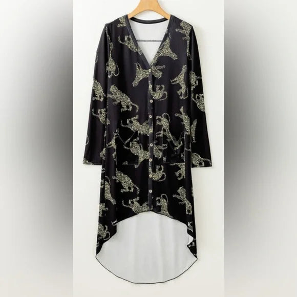 Cheetah Ribbed Knit Boho Duster - Lightweight Layer | Opulent Vibe