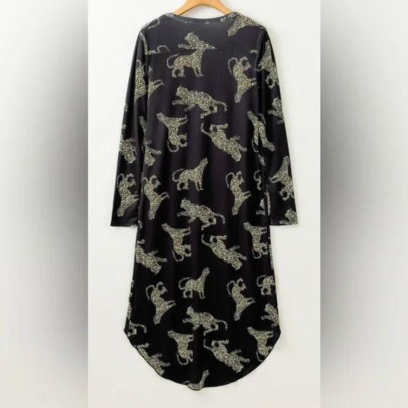Cheetah Ribbed Knit Boho Duster - Lightweight Layer | Opulent Vibe
