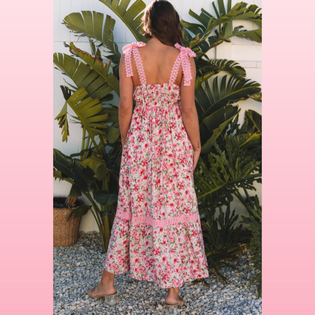 Floral Lace Empire Waist Maxi Dress | Opulent Vibe