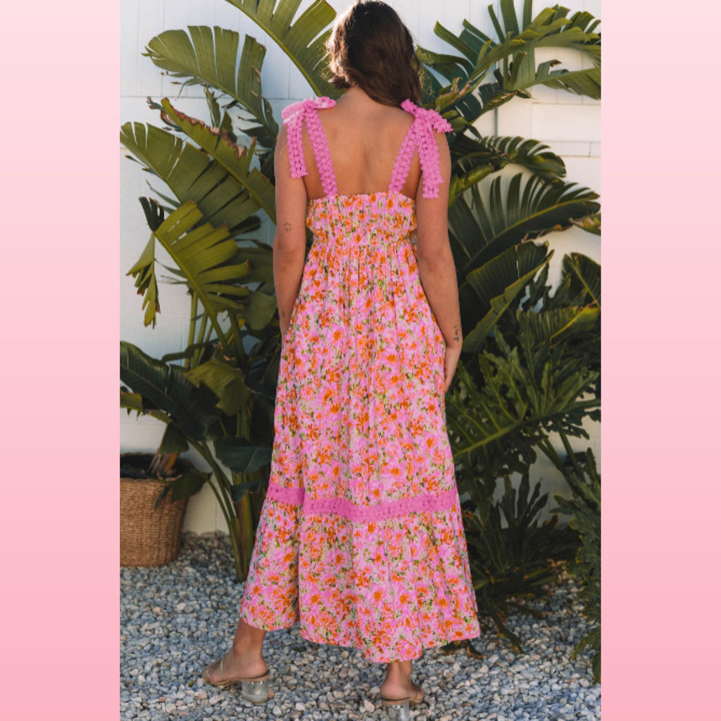 Floral Lace Empire Waist Maxi Dress | Opulent Vibe