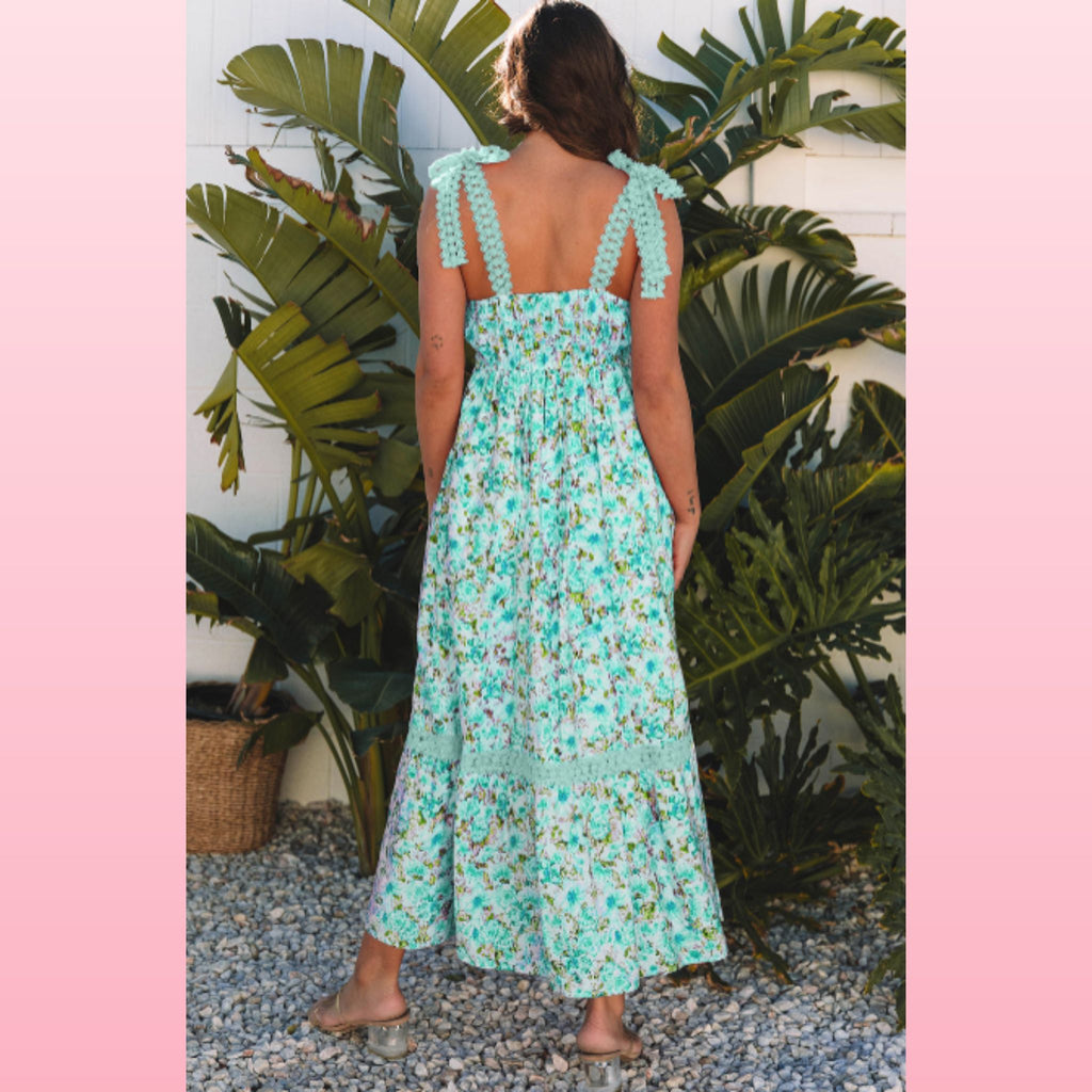 Floral Lace Empire Waist Maxi Dress | Opulent Vibe