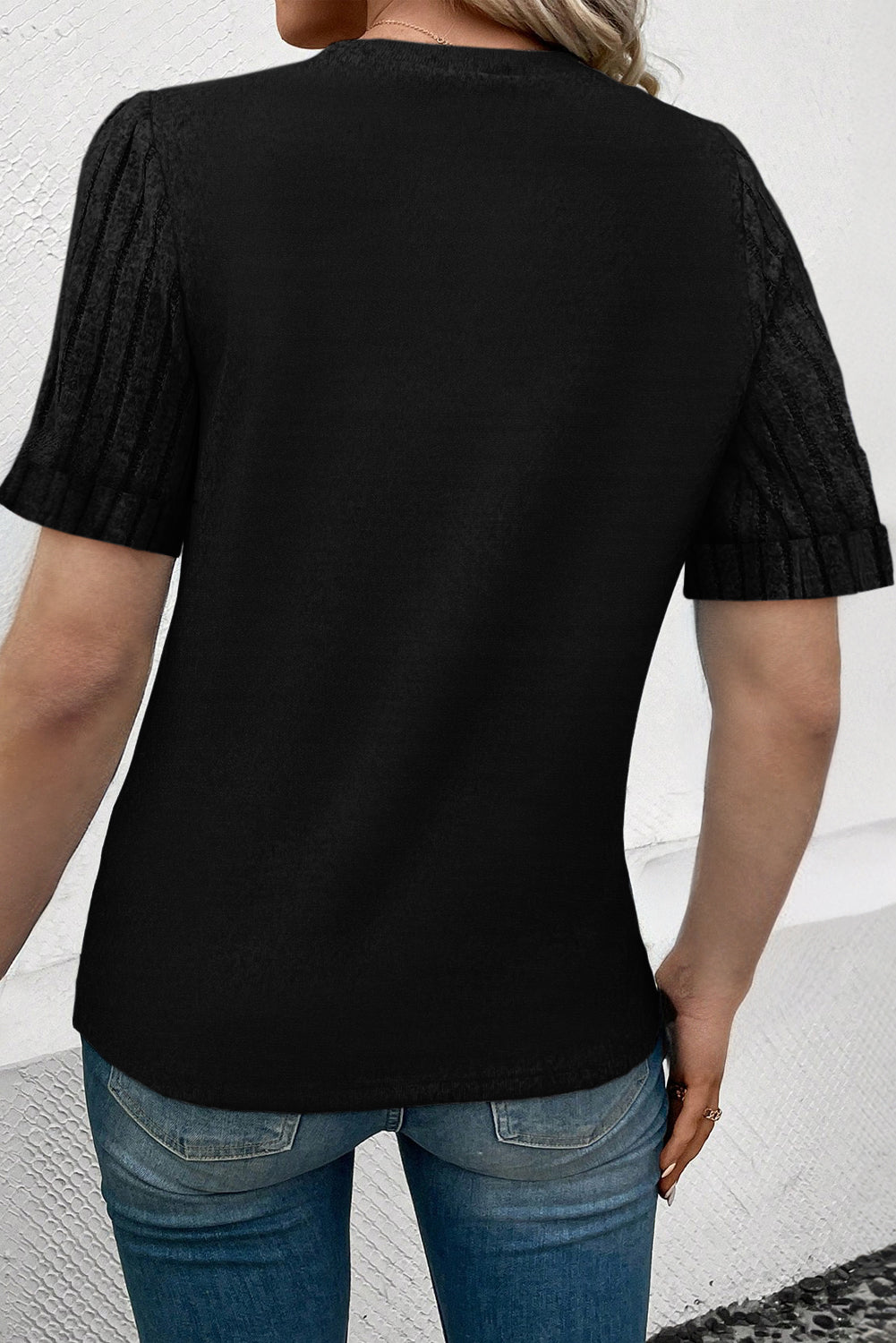 Boho Ribbed Round Neck Blouse - Casual Everyday Top | Opulent Vibe