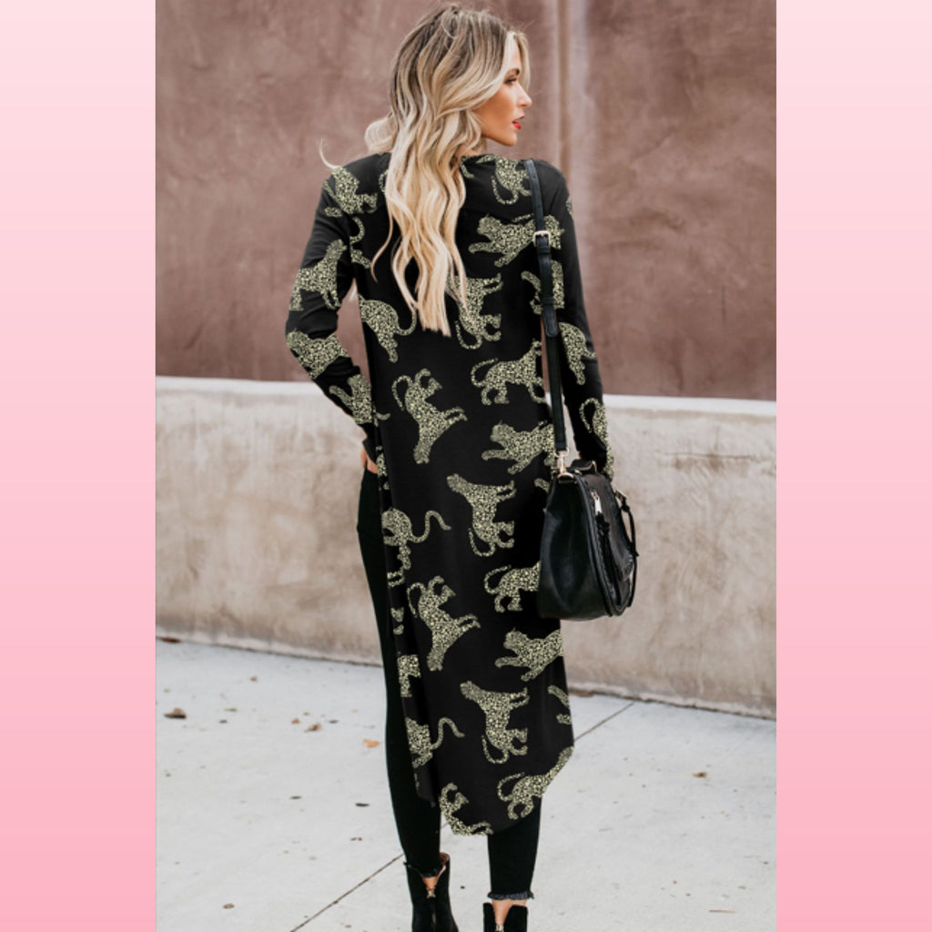 Cheetah Ribbed Knit Boho Duster - Lightweight Layer | Opulent Vibe