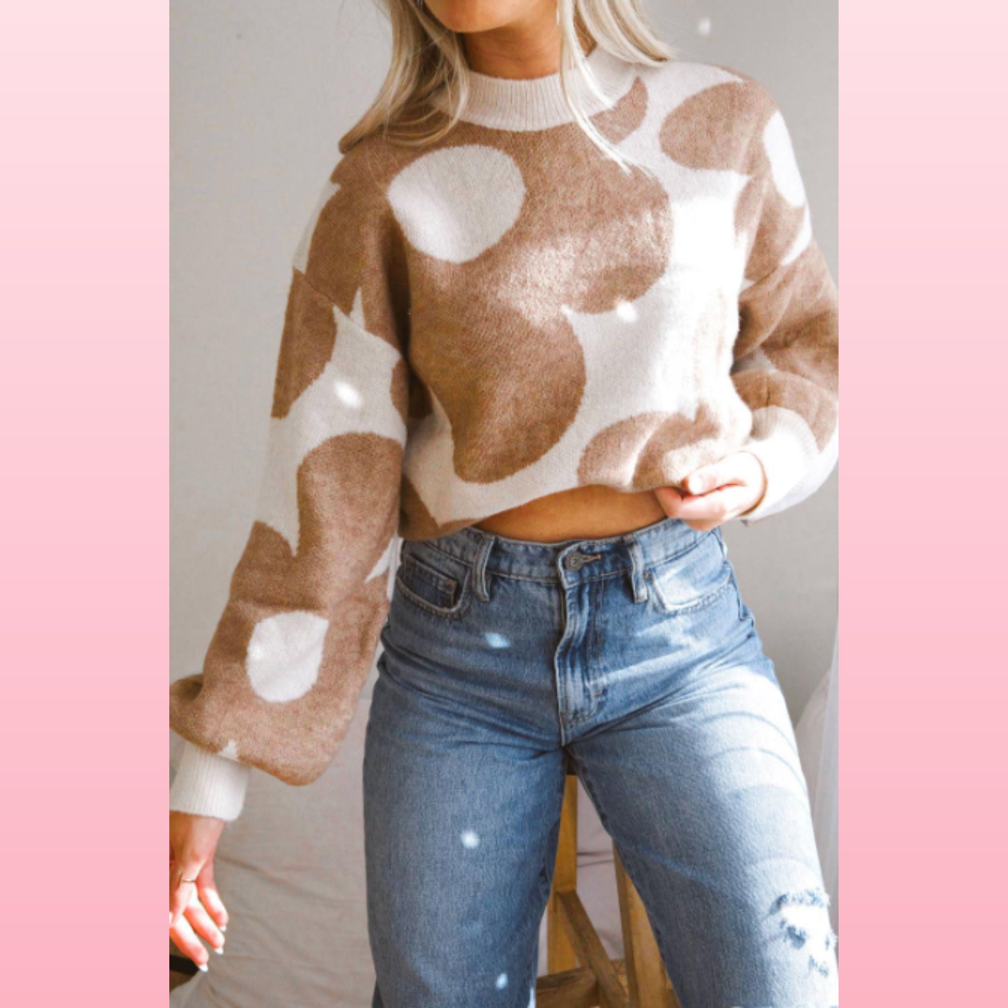 Flower Pattern Drop Shoulder Sweater | Opulent Vibe