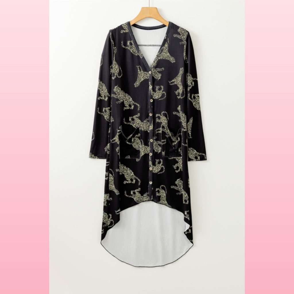 Cheetah Ribbed Knit Boho Duster - Lightweight Layer | Opulent Vibe