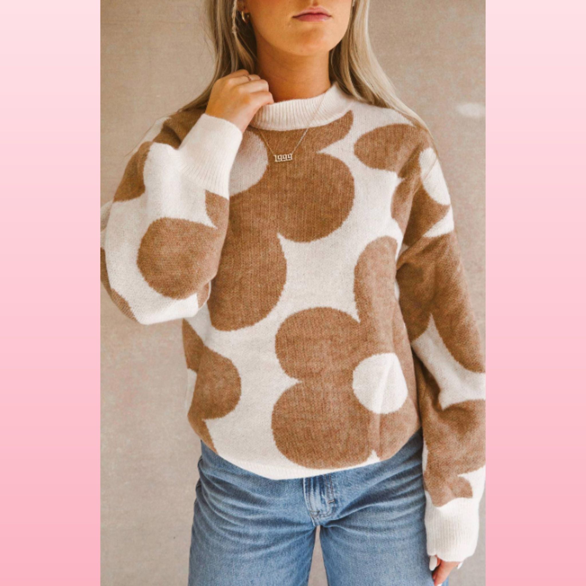 Flower Pattern Drop Shoulder Sweater | Opulent Vibe