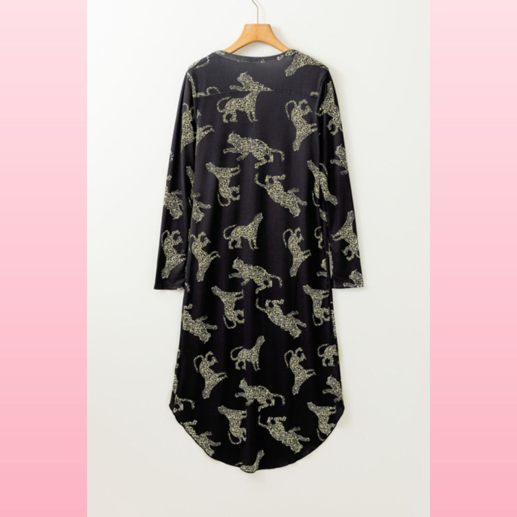 Cheetah Ribbed Knit Boho Duster - Lightweight Layer | Opulent Vibe