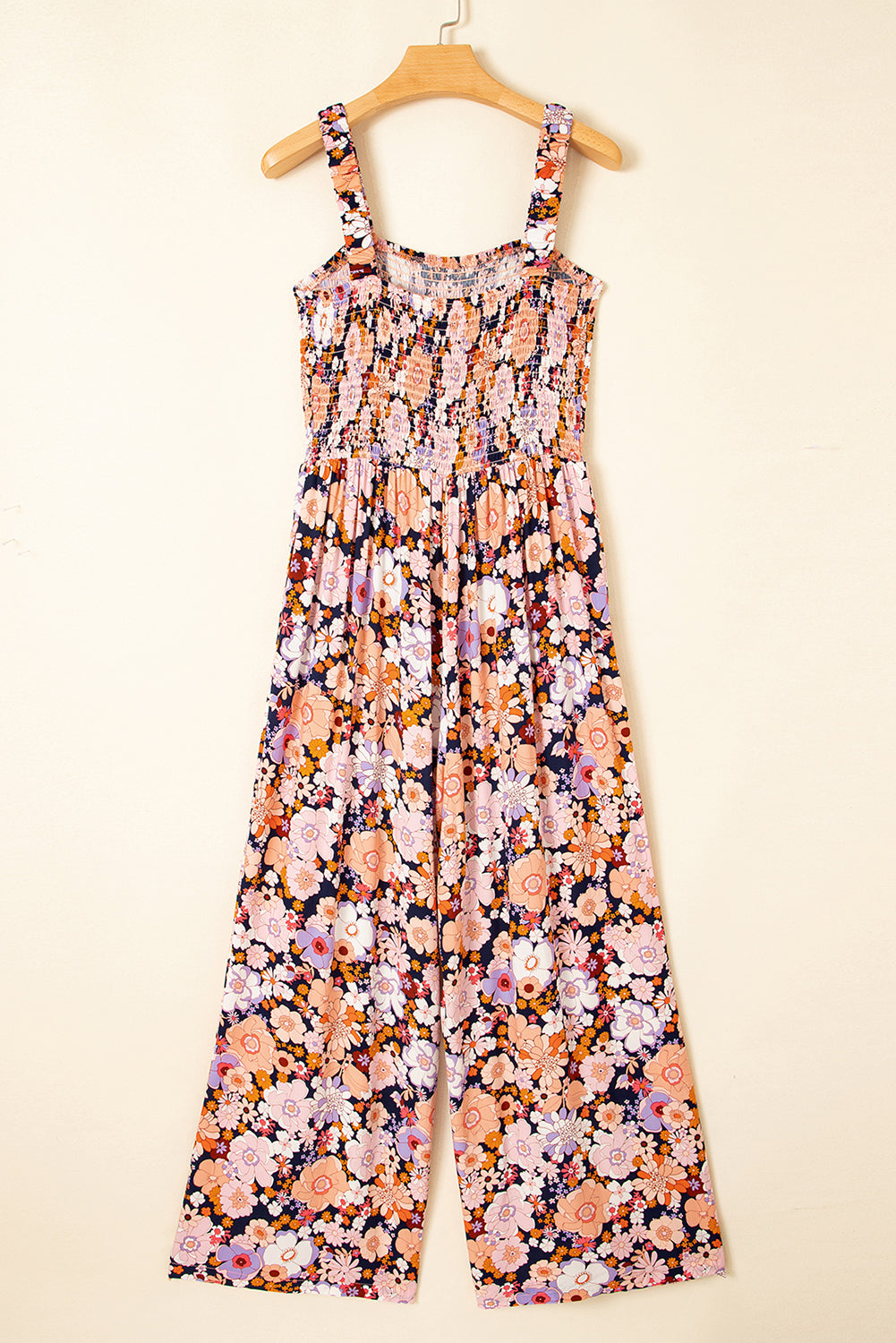 Floral Smocked Jumpsuit – Square Neck & High Waist | Opulent Vibe