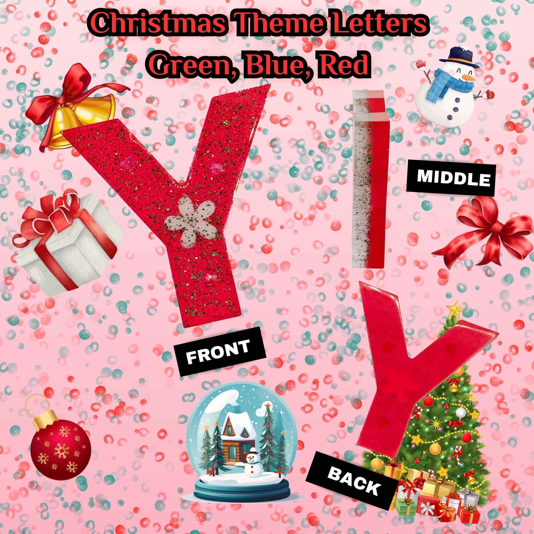 CharmLetter Keychains Blue – Christmas Theme | Opulent Vibe