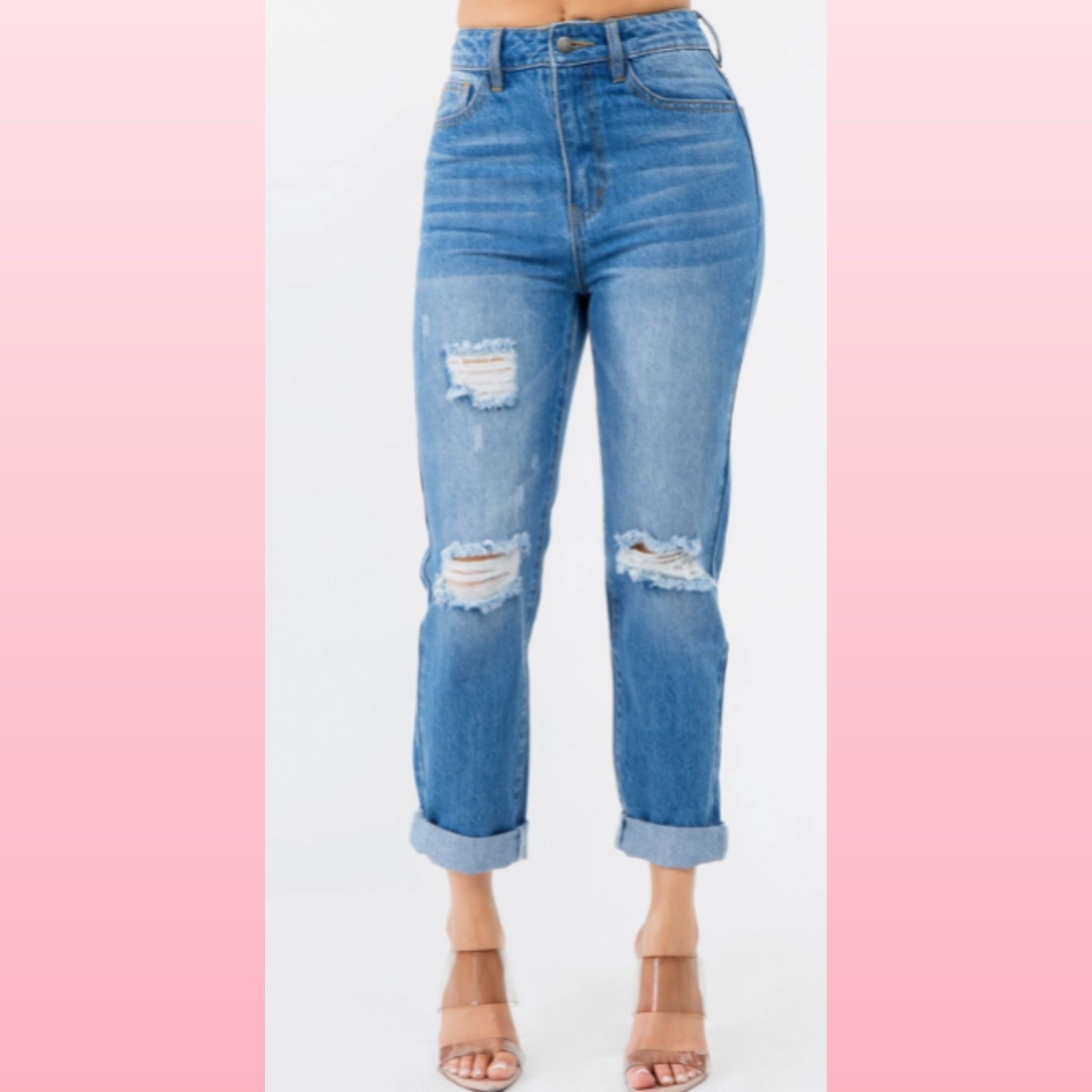High Waist Distressed Mom Jeans - Boho Vintage Denim | Opulent Vibe