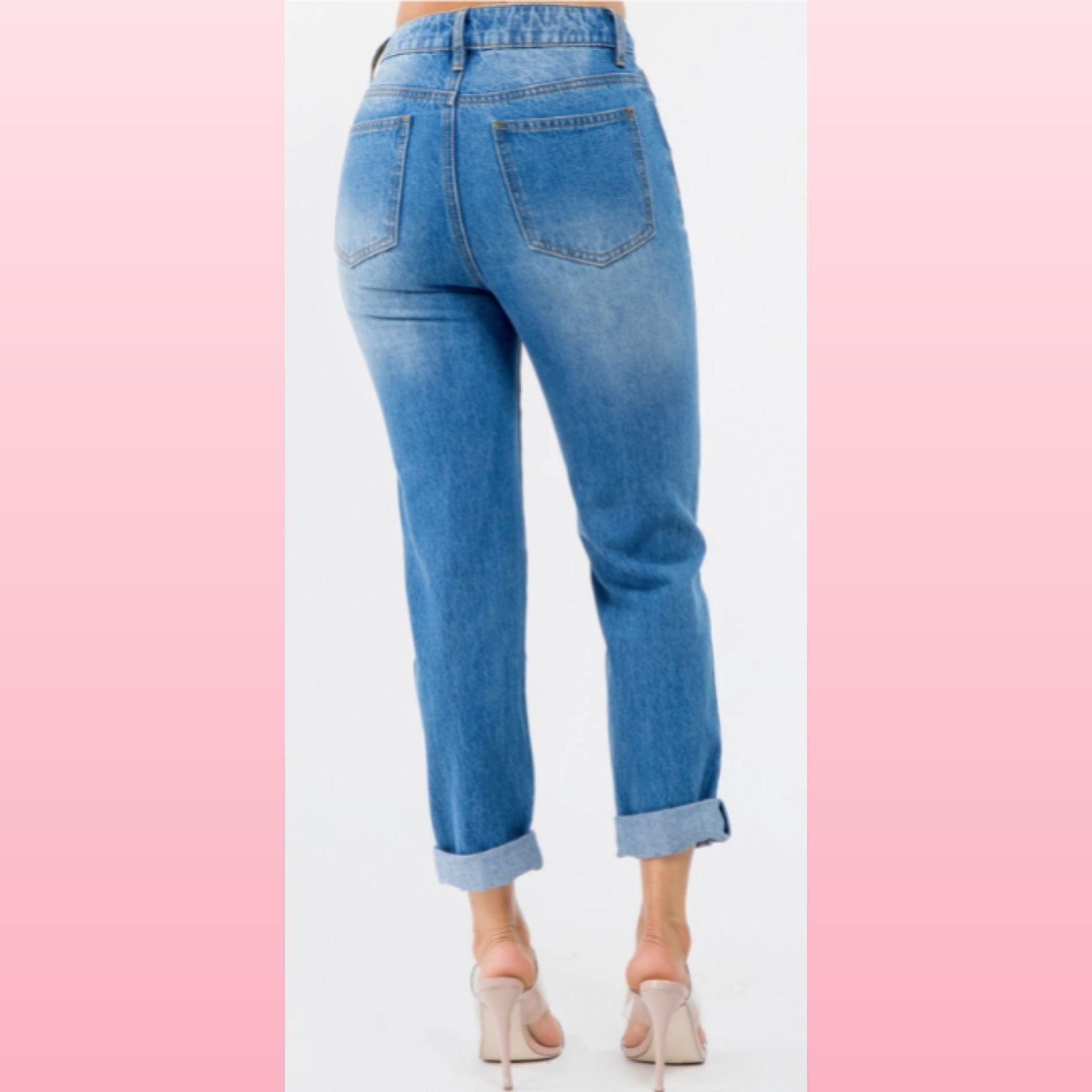 High Waist Distressed Mom Jeans - Boho Vintage Denim | Opulent Vibe