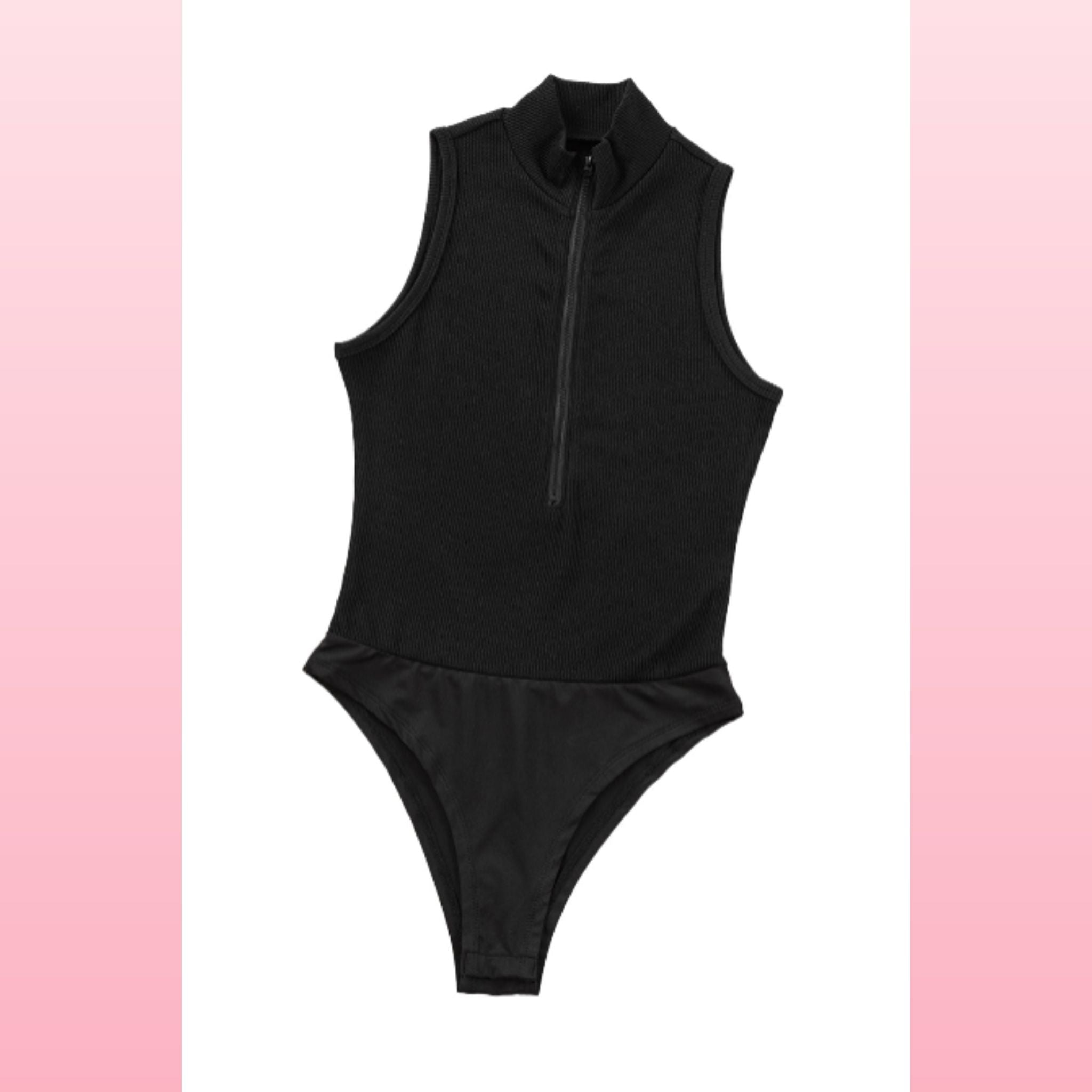 Mock Neck Zip Bodysuit - Sleeveless Boho Layering Essential | Opulent Vibe