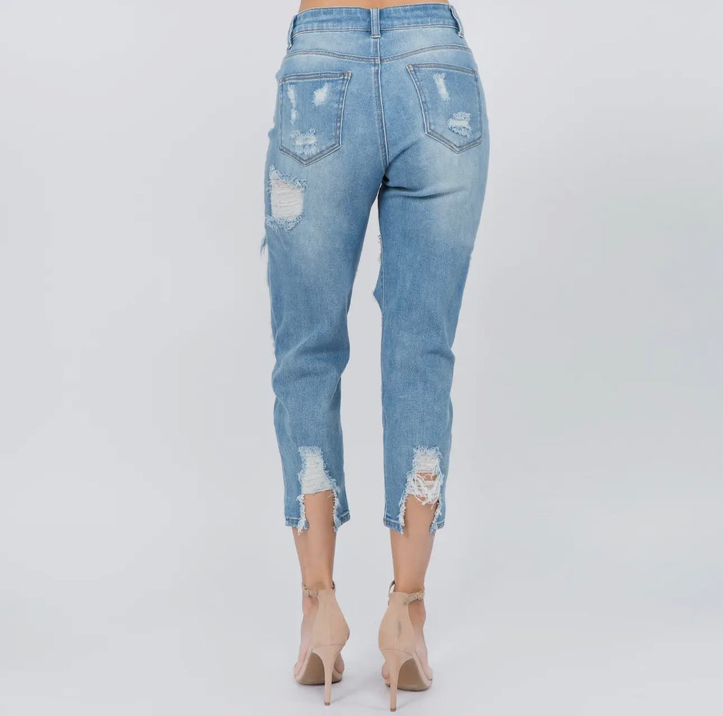 Light Wash Extreme Distressed Jeans | Opulent Vibe