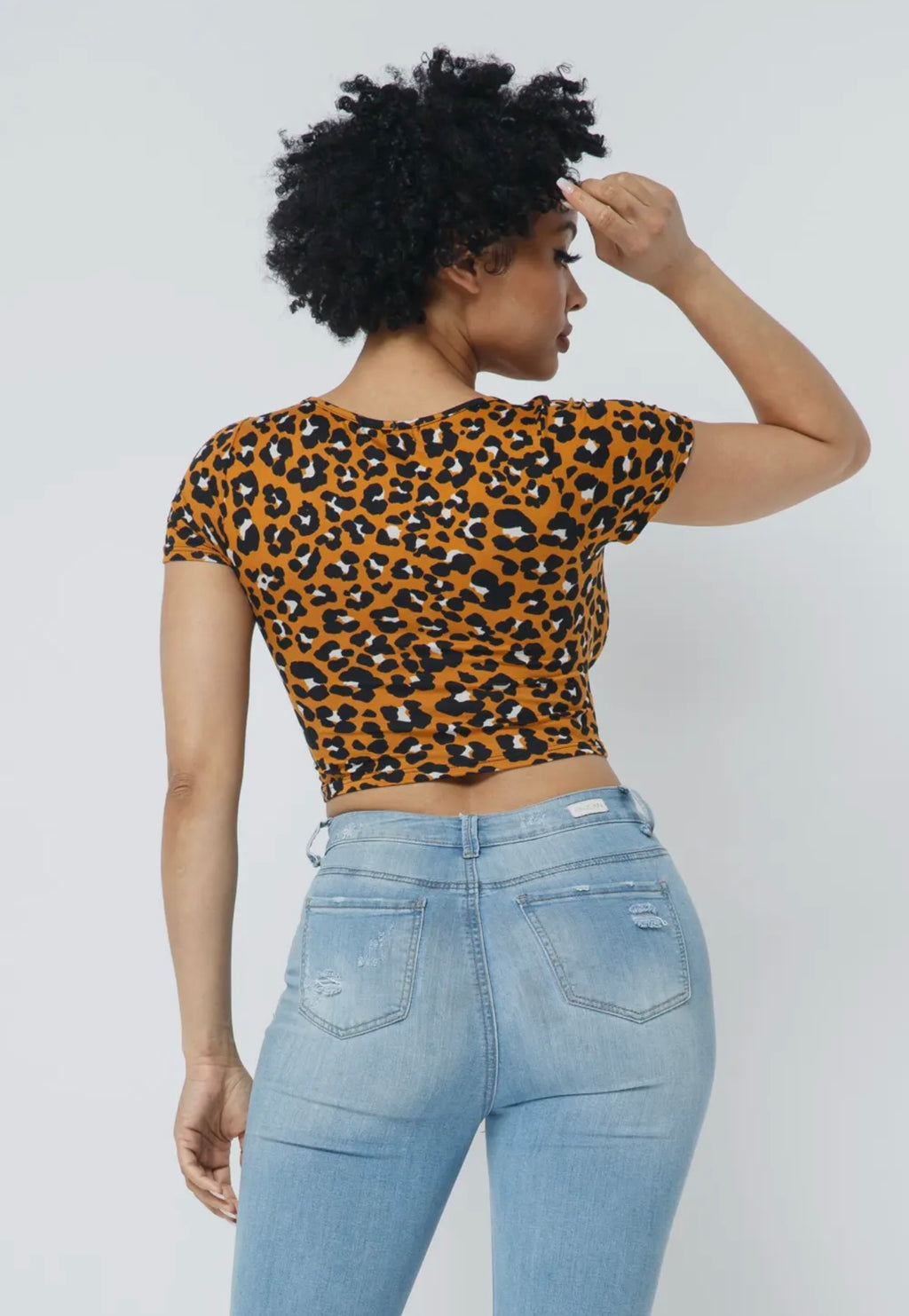 Leopard Print Twist Front Crop Top | Opulent Vibe