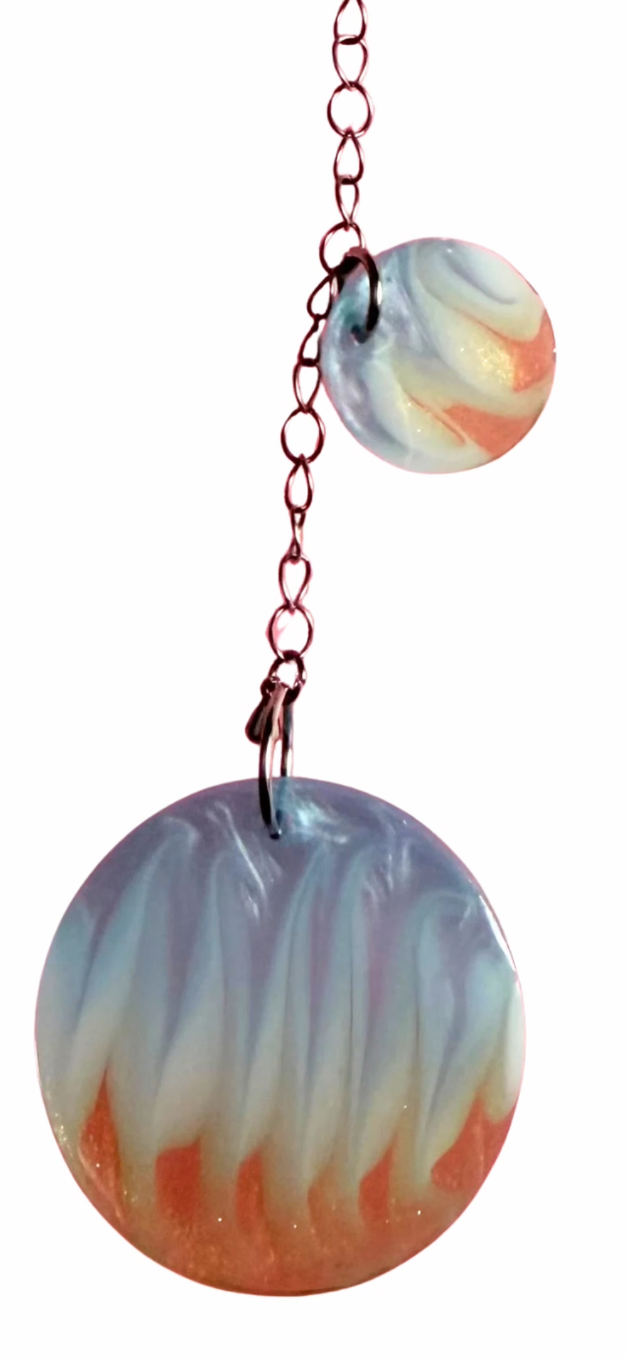 Iridescent Flow Vein Double Disc Keychain - Blue