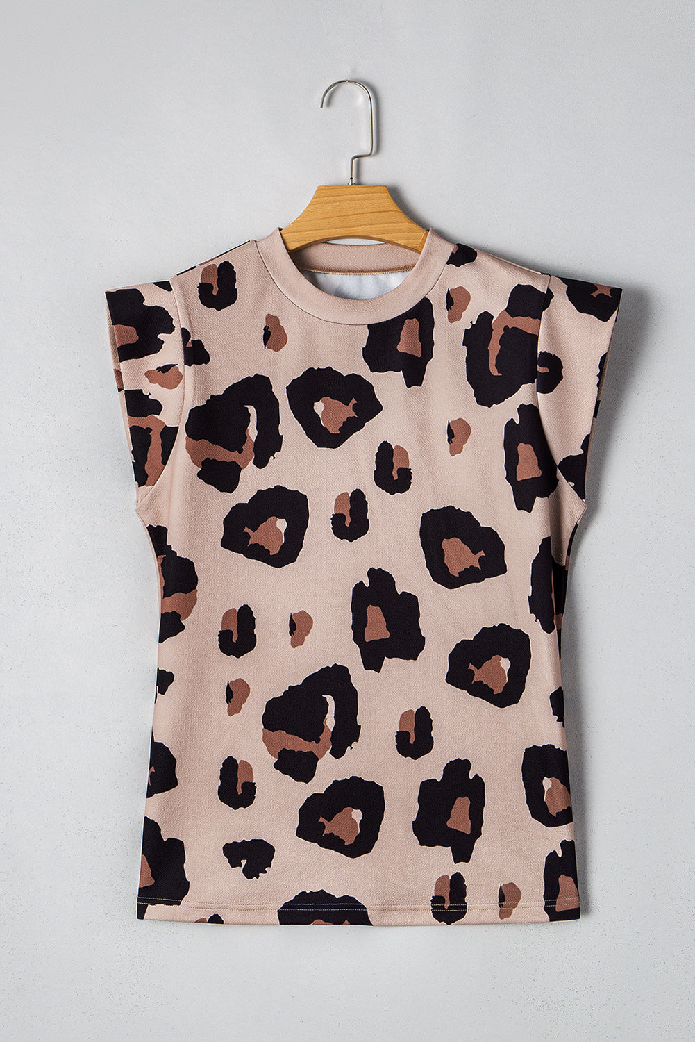 Khaki Leopard Print Boho Blouse - Cap Sleeve Top | Opulent Vibe