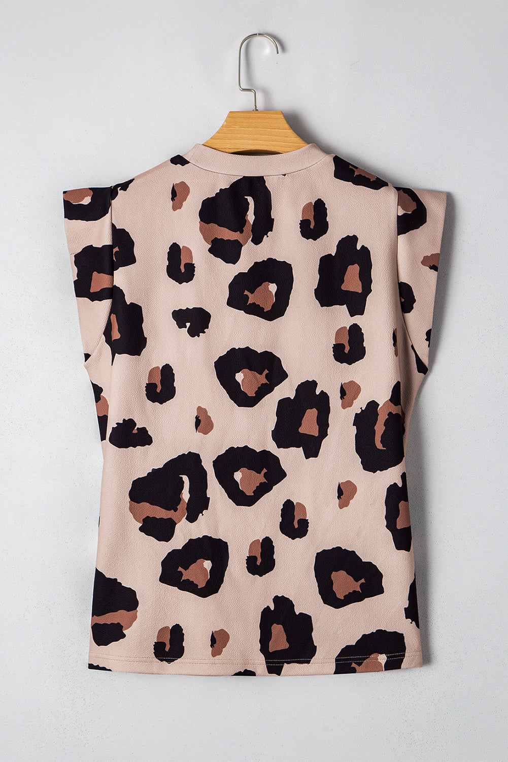 Khaki Leopard Print Boho Blouse - Cap Sleeve Top | Opulent Vibe