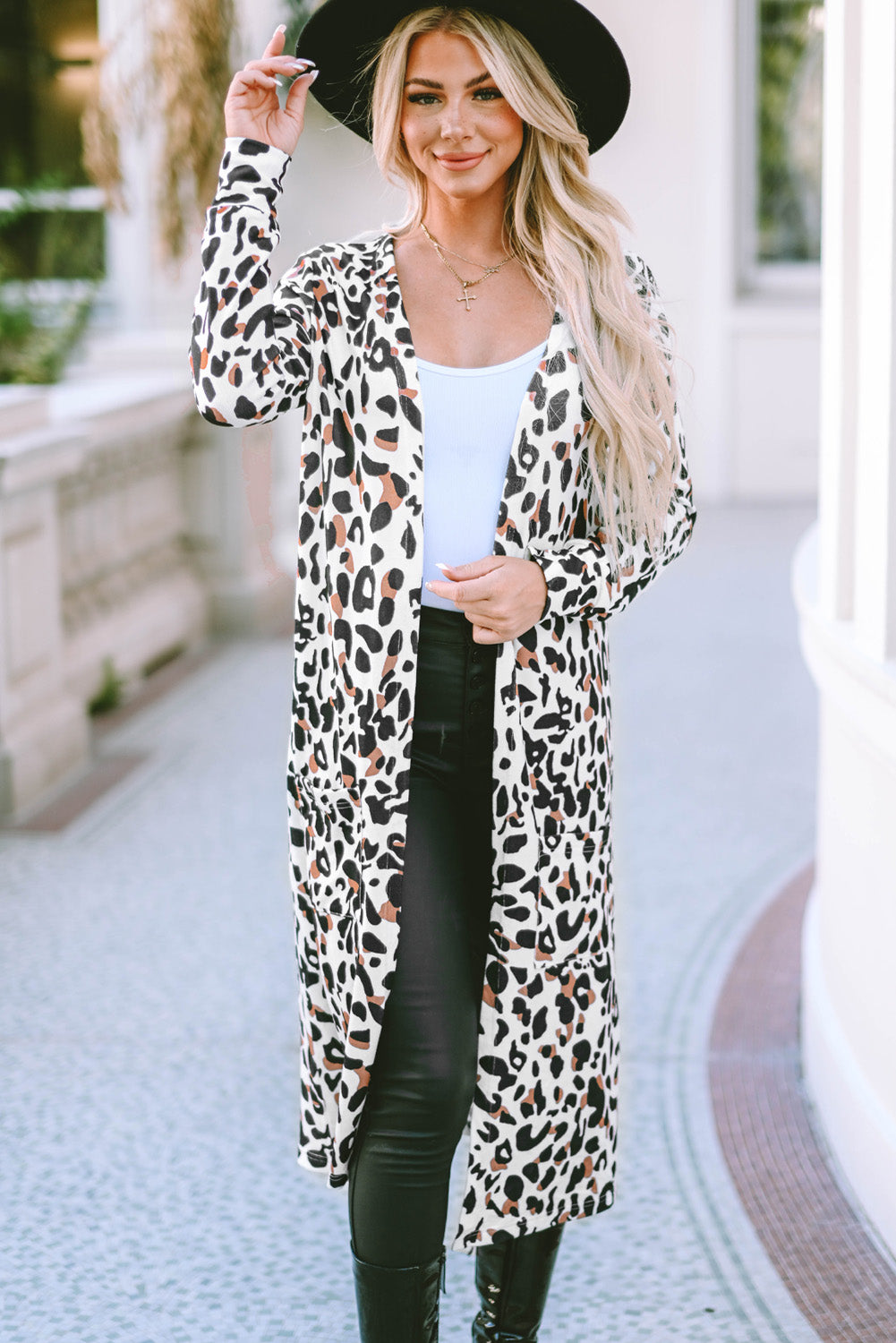 Leopard Pocketed Duster Cardigan