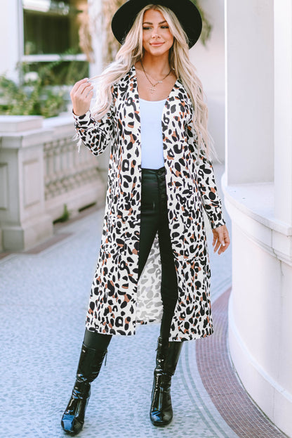 Leopard Pocketed Duster Cardigan