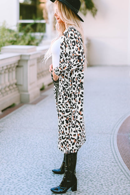 Leopard Pocketed Duster Cardigan