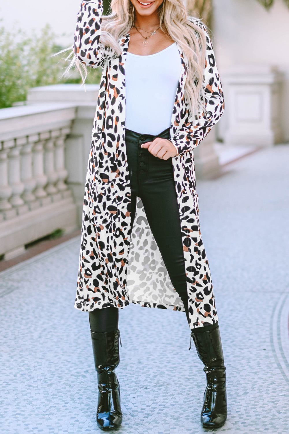 Leopard Print Boho Duster Cardigan - With Pockets | Opulent Vibe