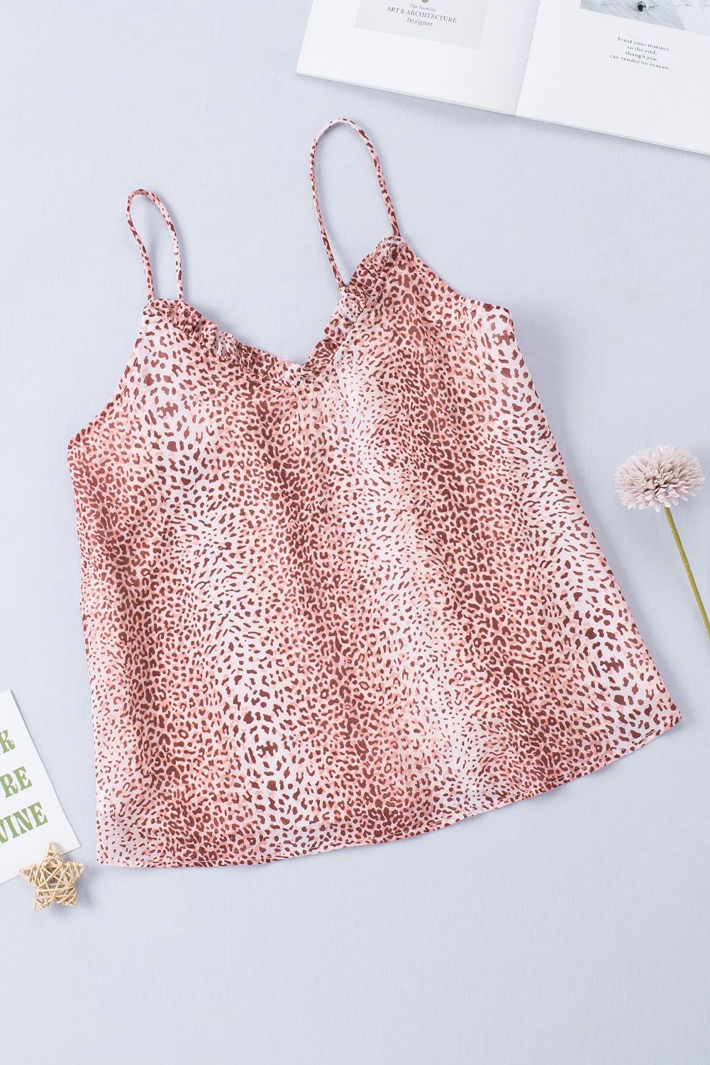 Pink Cheetah Print Boho Blouse - Spaghetti Strap Tank | Opulent Vibe